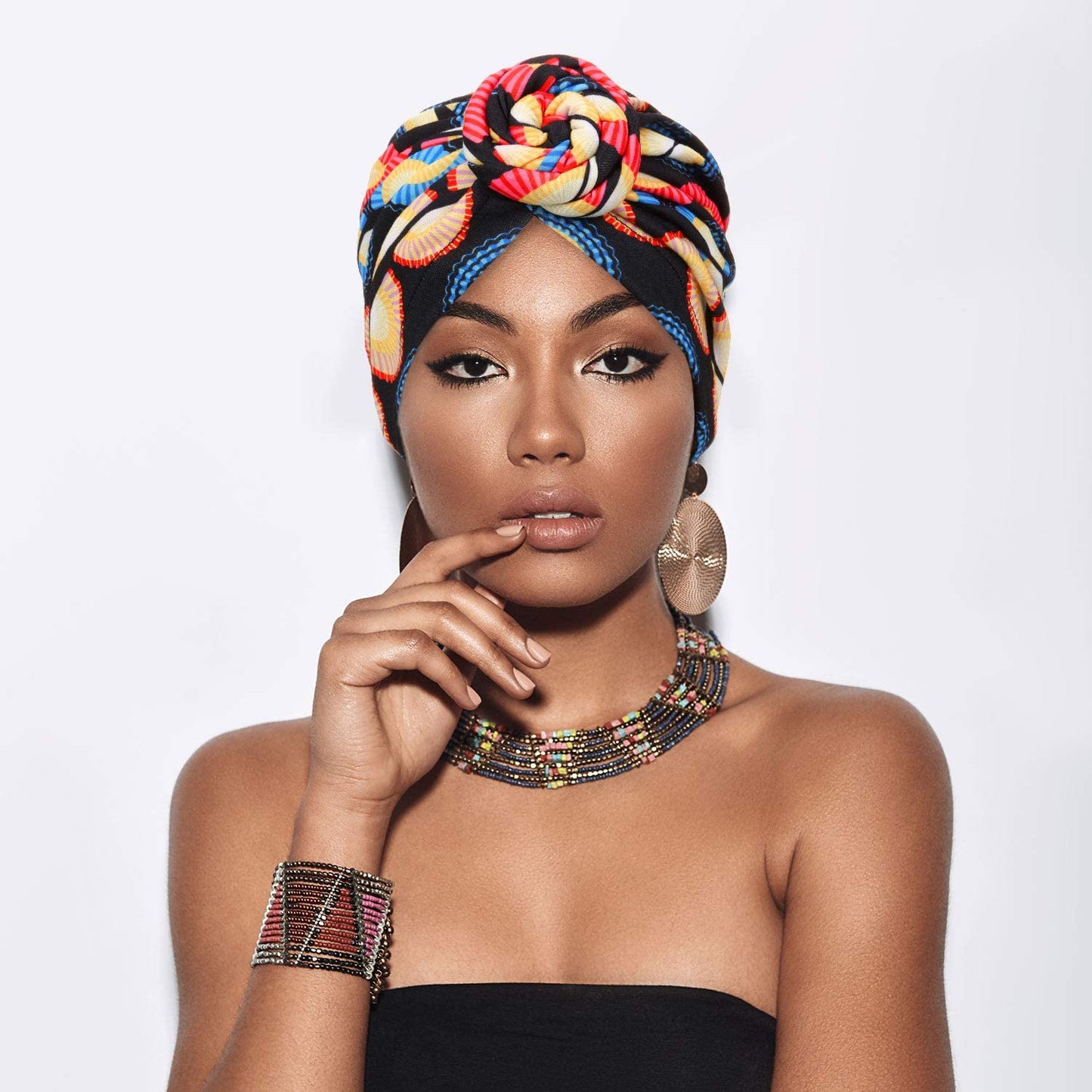 SATINIOR 4 Pieces African Pattern Headwrap Pre-Tied Bonnet Turban Knot Beanie Cap Headwrap Hat Apparel & Accessories > Clothing Accessories > Headwear SATINIOR