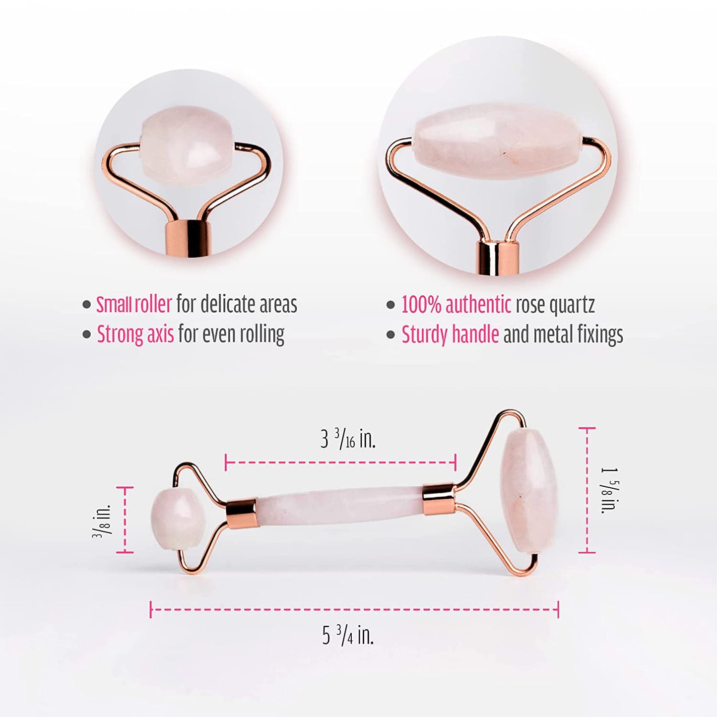 Rose Quartz Roller for Face - Facial Massage Tool for Natural Beauty Skin Care - Pink Face Roller Reduces Dark Eye Circles and Puffiness with 100% Authentic Quartz Crystal, by True Rose Beauty Health & Beauty > Personal Care > Cosmetics > Cosmetic Tools > Skin Care Tools True Rose Beauty
