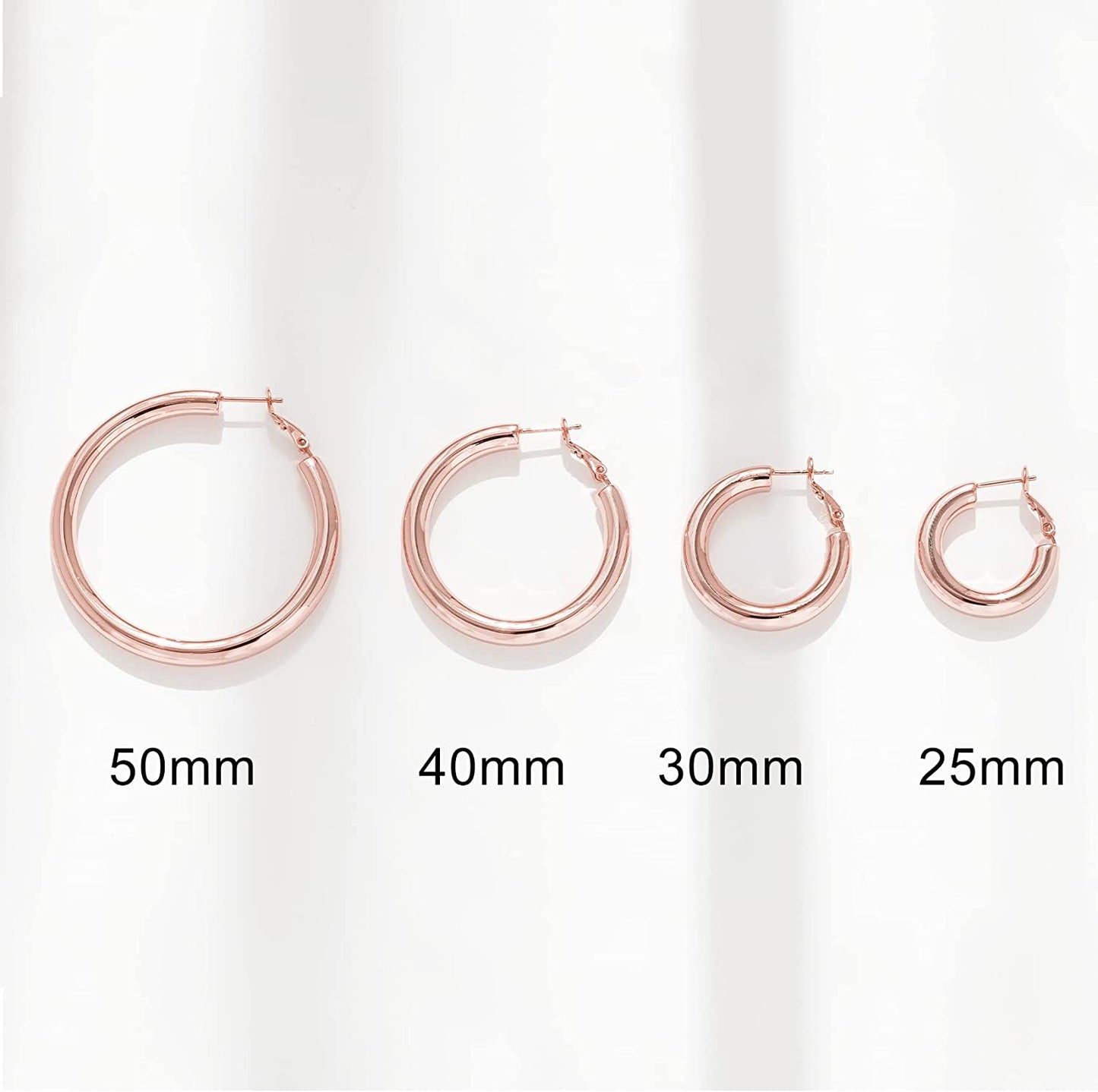 Thick Gold Hoop Earrings Lightweight Howllow Tube Hoops Chunky Gold for Women Hypoallergenic Big Earring 25Mm 30Mm 40Mm 50Mm Apparel & Accessories > Jewelry > Earrings BMMYE