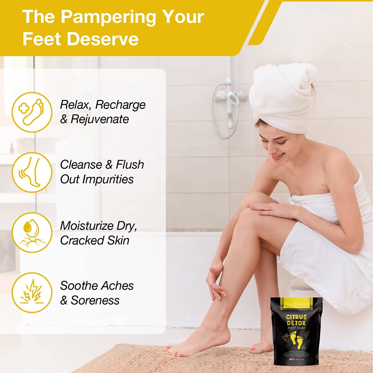 Citrus Detox Foot Soak with Epsom Salt - for Foot Callus, Immune Boost, Damaged Toenail, Athletes Foot, Pedicure and Soothes Tired Aching Feet - Made in USA Health & Beauty > Personal Care > Foot Care DAILY REMEDY