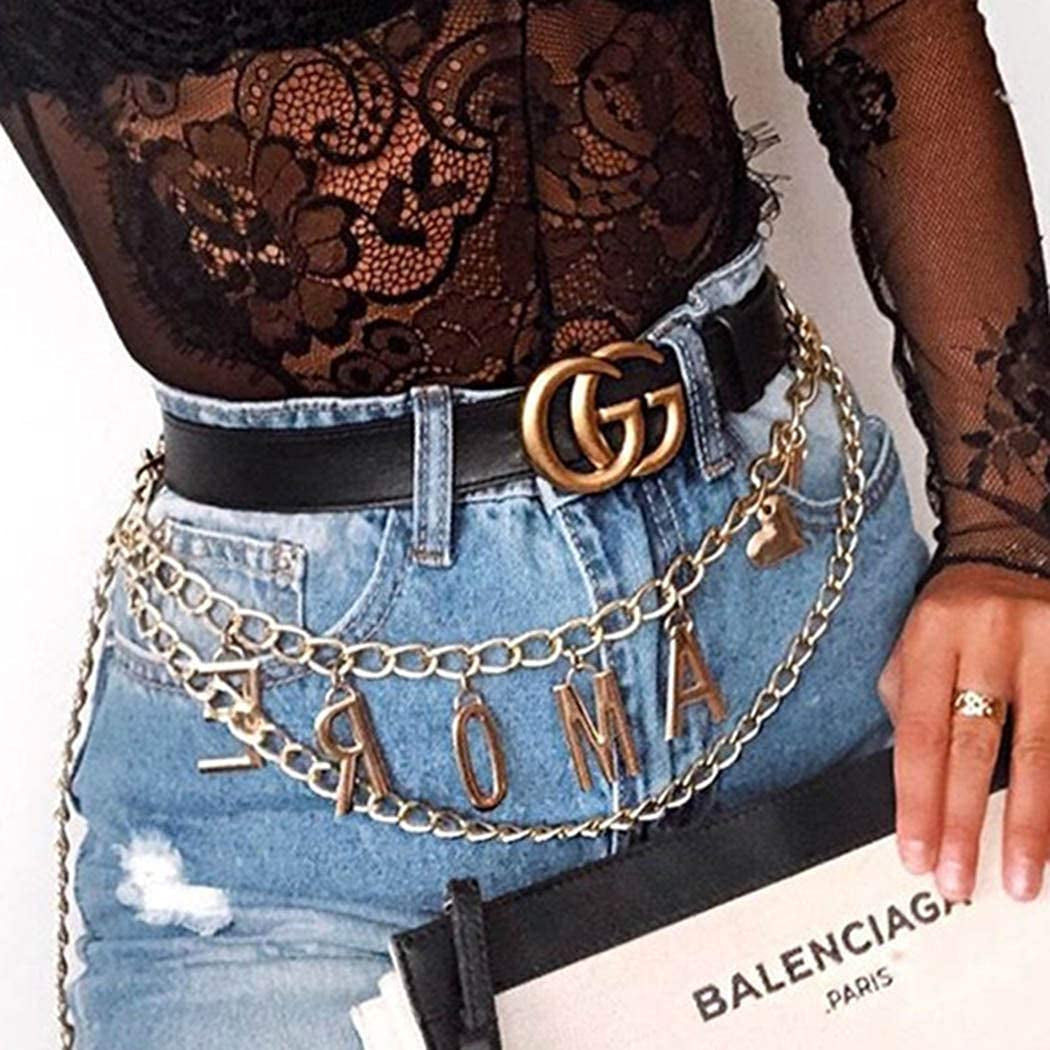 Nicute Layered Body Chain Letters Belly Waist Chains Gold Fashion Beach Body Jewelry for Women and Girls Apparel & Accessories > Jewelry > Body Jewelry Nicute