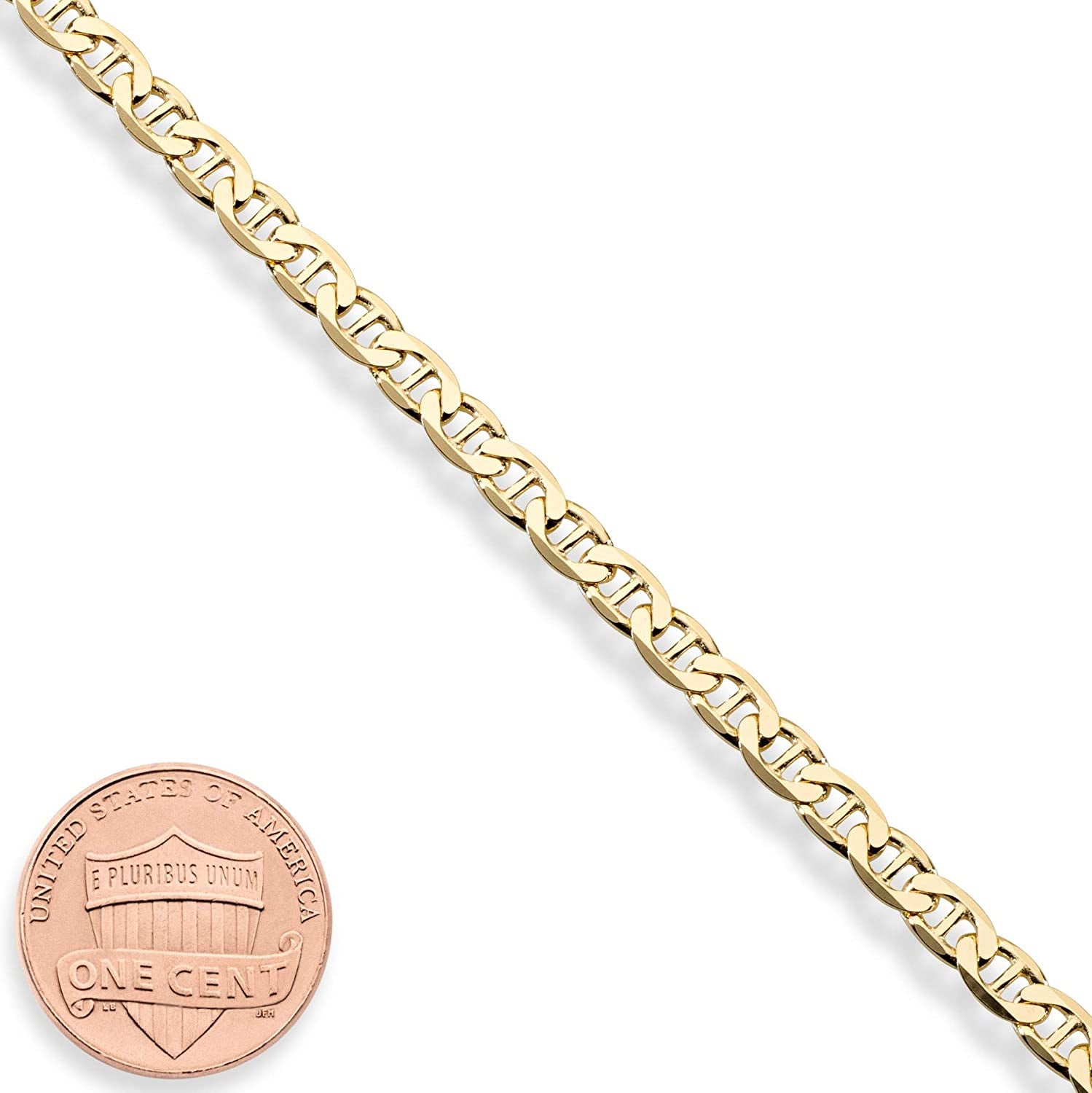 Miabella 18K Gold over Sterling Silver Italian 3Mm, 4Mm Solid Diamond-Cut Mariner Link Chain Anklet Ankle Bracelet for Women, Made in Italy Apparel & Accessories > Jewelry > Anklets Miabella