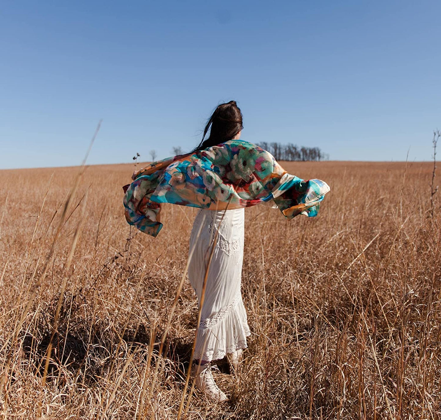 Women Fashion Silk Scarf Oblong Floral Oversize Soft Shawl Beach Wrap Apparel & Accessories > Clothing Accessories > Scarves & Shawls Just4Beauty