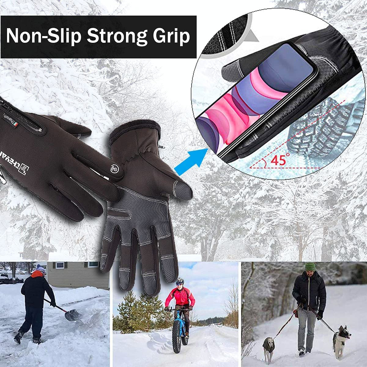 Weitars Winter Warm Gloves for Men Women Touchscreen Waterproof Thermal Snow Gloves for Cycling Hiking Apparel & Accessories > Clothing Accessories > Gloves & Mittens Weitars
