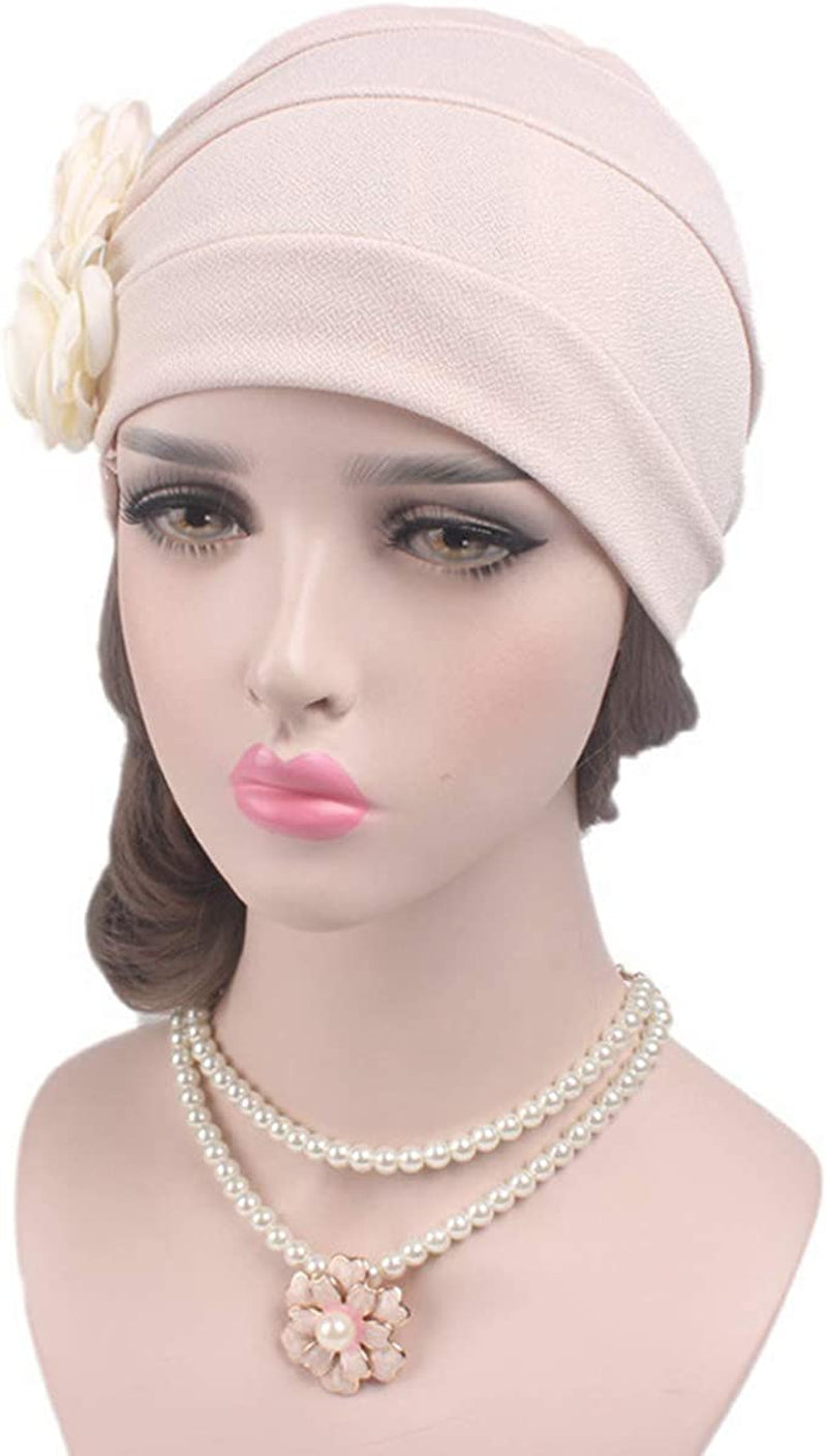 Ever Fairy 3 Colors Chemo Cancer Headscarf Hat Cap Ethnic Cloth Print Turban Headwear Women Stretch Flower Muslim Headscarf (Beige-2) Apparel & Accessories > Clothing Accessories > Headwear Ever Fairy