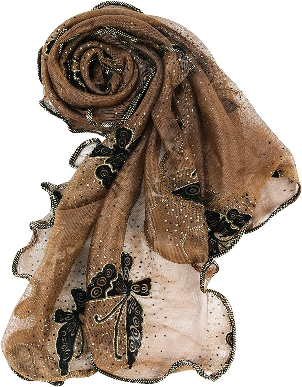 GERINLY Women Scarves Cute Butterflies Sheer Chiffon Scarf Soft Travel Wedding Shawl Evening Wrap for Party Apparel & Accessories > Clothing Accessories > Scarves & Shawls GERINLY