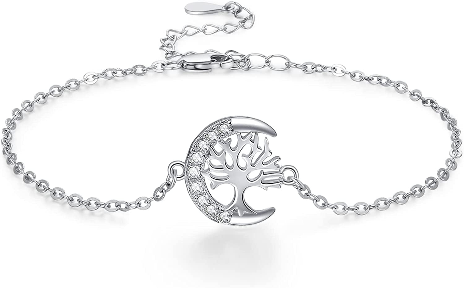 TANGPOET 925 Sterling Silver Anklet Bracelet for Women, Dainty Charm Bracelets Animal Jewelry Birthday Gifts for Mother Daughter Teens Girls Apparel & Accessories > Jewelry > Anklets TANGPOET Tree of Life Bracelet