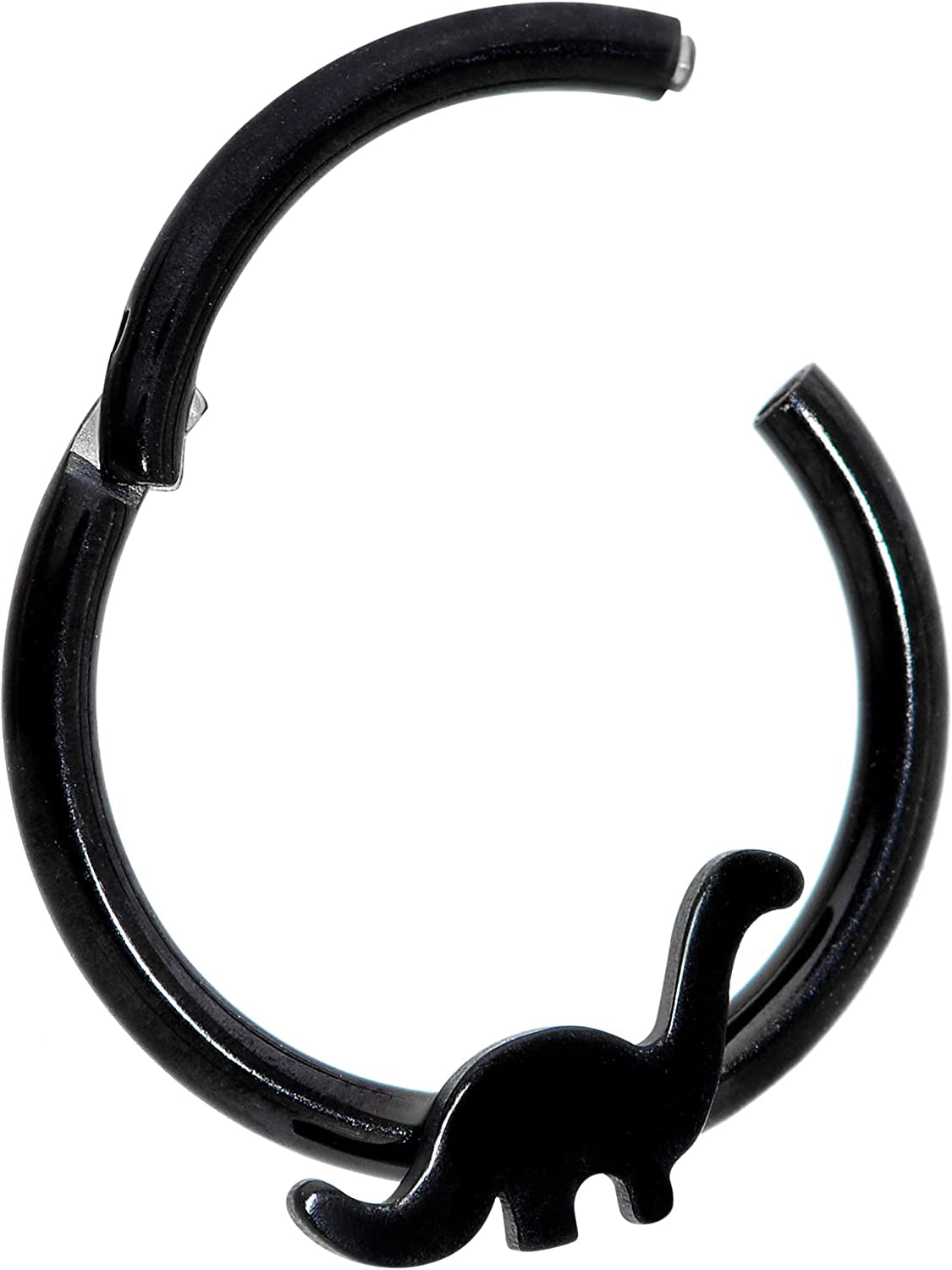 Body Candy 16G Black PVD Steel Hinged Segment Ring Seamless Cartilage Nipple Ring Dinosaur Nose Hoop 10Mm Apparel & Accessories > Jewelry > Rings Body Candy