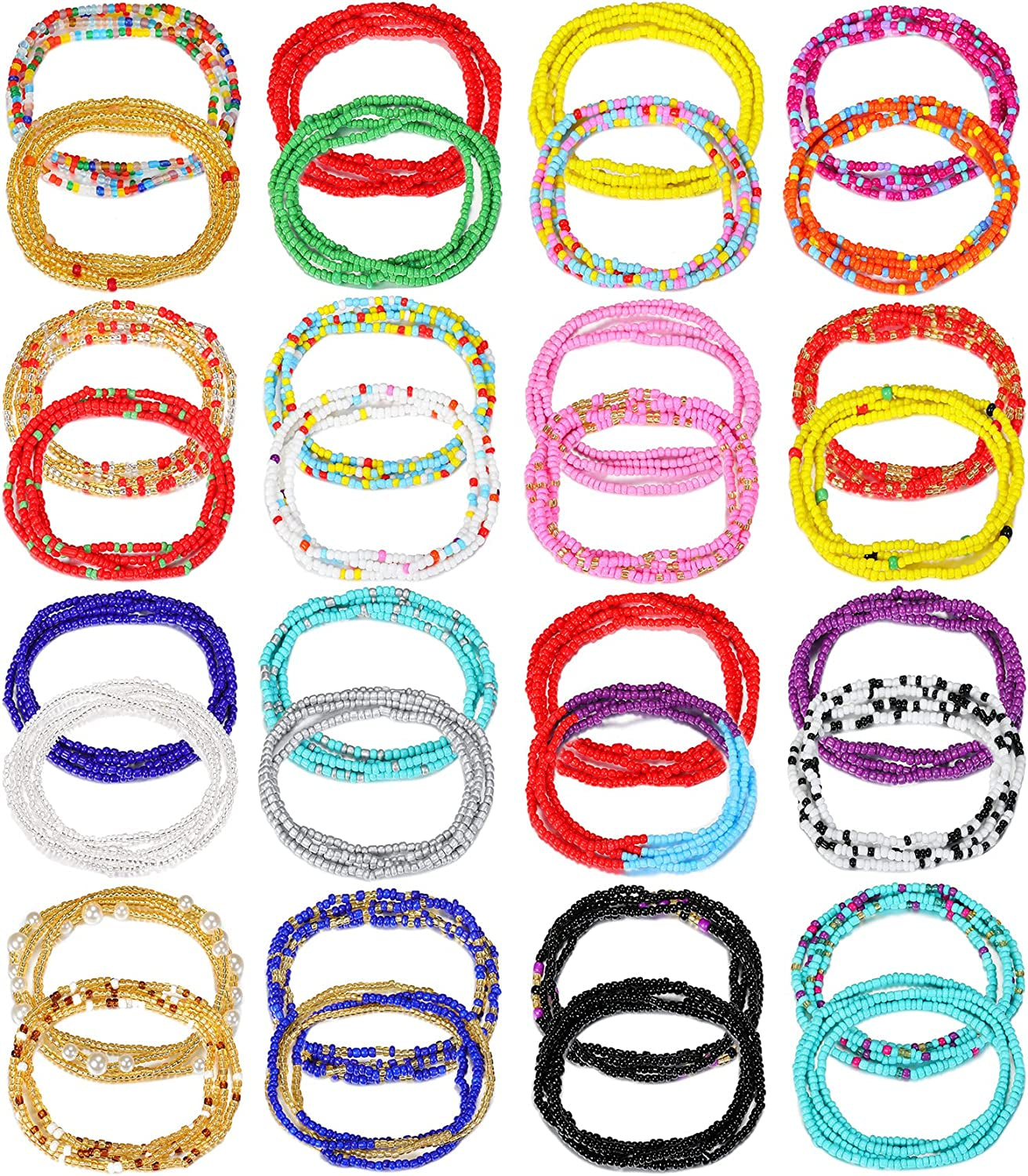 FUNEIA Waist Beads for Women Colorful African Belly Beads for the Waist Bikini Jewelry Chains Bead Waist Chains Set Apparel & Accessories > Jewelry > Body Jewelry FUNEIA B:set B