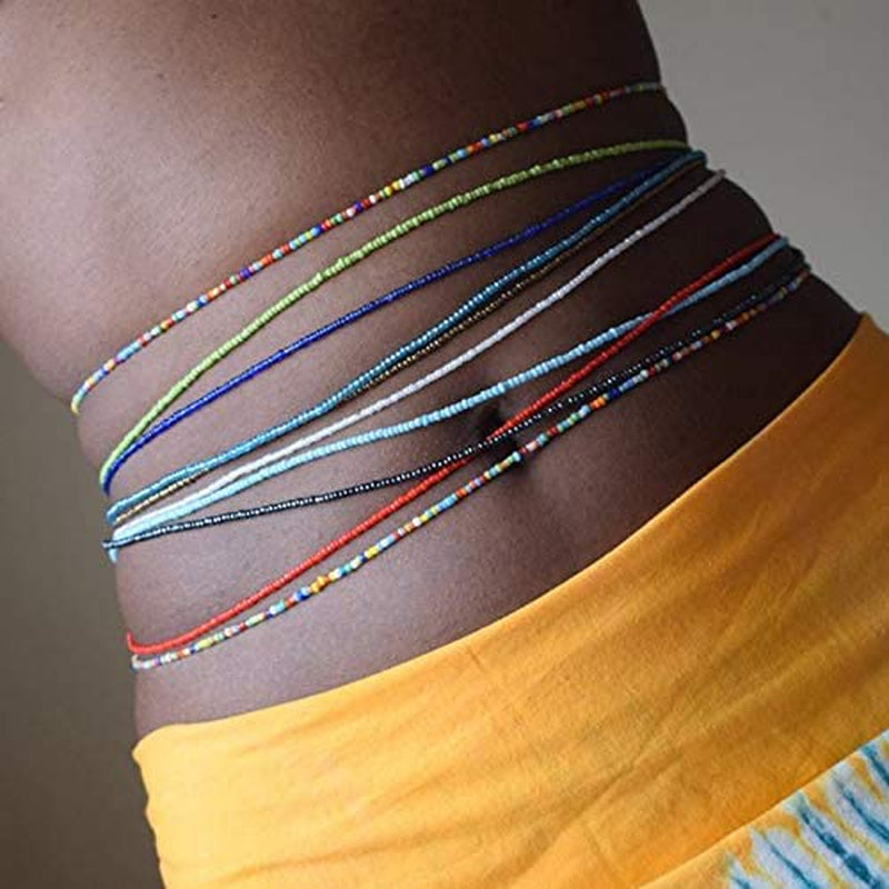 Waist Beads for Women,20Pcs African Waist Beads Belly Chain Multilayer Body Jewelry Accessories Handmade Colorful Beads Elastic Waist Chain Apparel & Accessories > Jewelry > Body Jewelry CSIYANJRY99