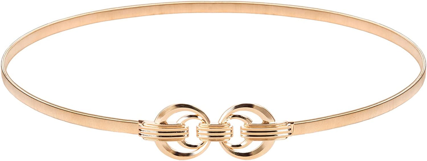 GRACE KARIN Women Skinny Metal Cinch Belt Gold Waistband Elastic Waist Belt CL633 Apparel & Accessories > Clothing Accessories > Belts GRACE KARIN Gold-circle30 Large