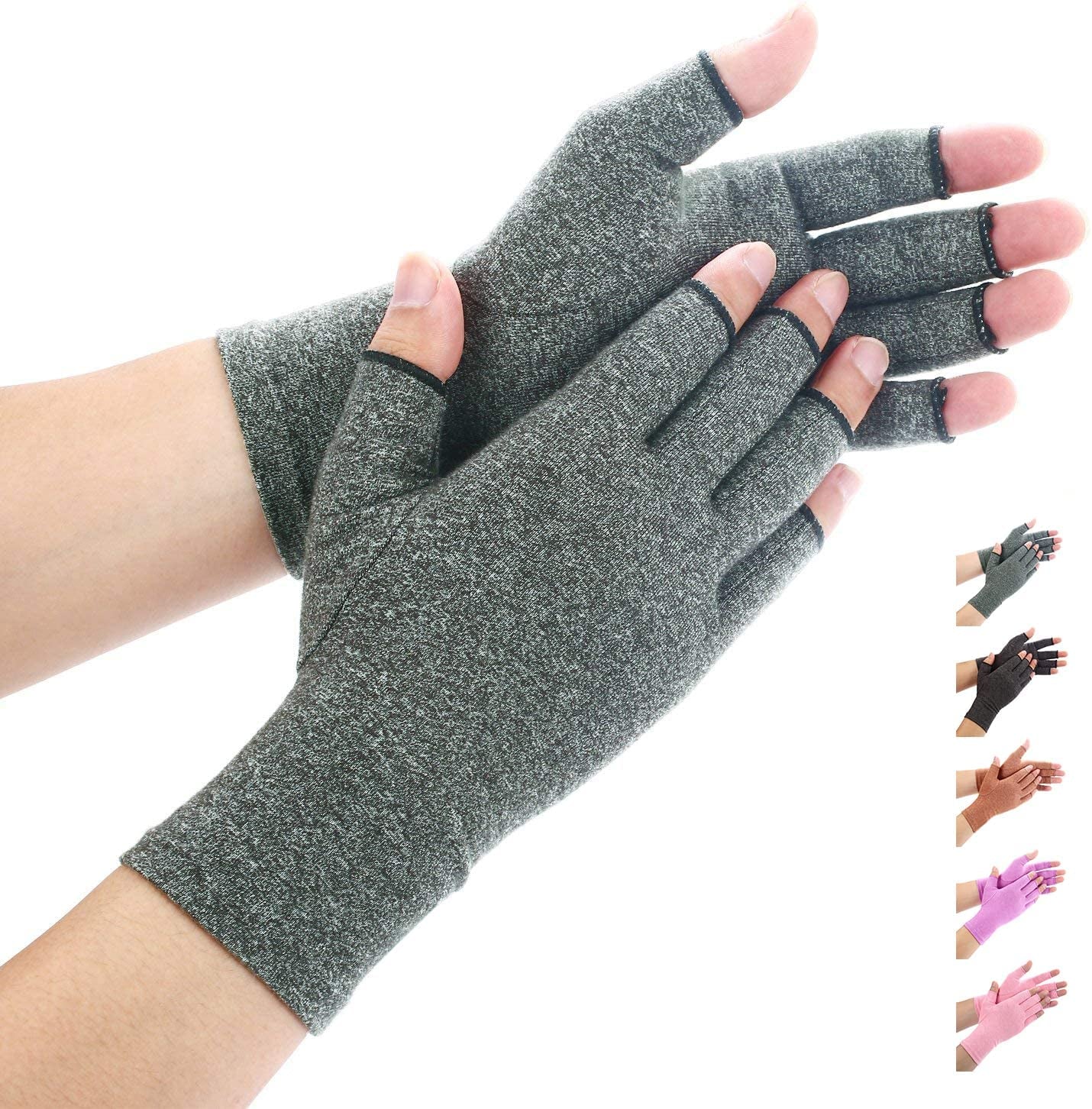 Duerer Arthritis Compression Gloves Women Men for RSI, Carpal Tunnel, Rheumatiod, Tendonitis, Fingerless Gloves for Computer Typing and Dailywork (Black, M) Apparel & Accessories > Clothing Accessories > Gloves & Mittens Duerer Gray Small (1 Pair)