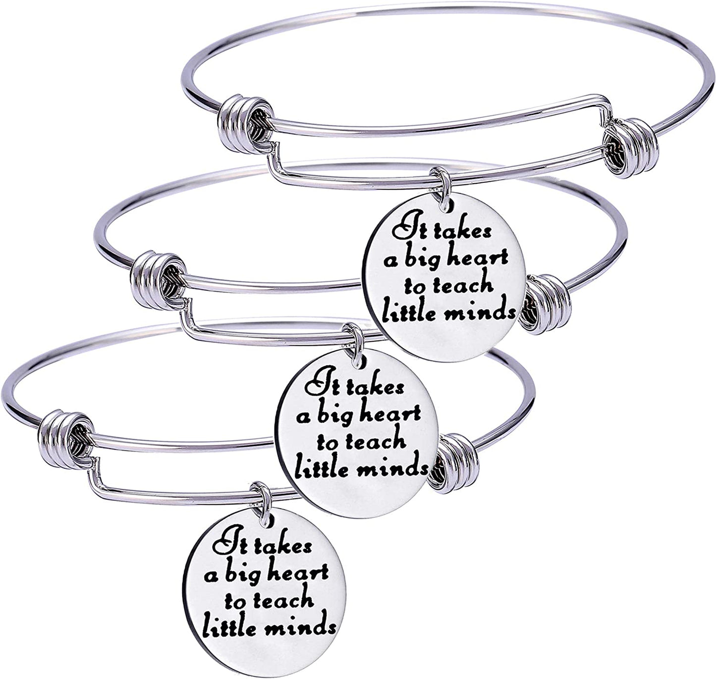 Pack of 3 Teacher Bangles Gifts for Teacher Open School Gifts for Teachers Thank You Bangle Bracelets Apparel & Accessories > Jewelry > Bracelets Nzztont Style 07