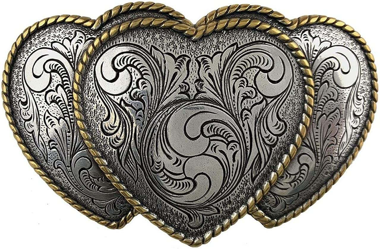 Rose Heart Flower Rhinestone Replacement Belt Buckle Fits 1-1/2"(38Mm) Belt Strap-Multi-Style Options Apparel & Accessories > Clothing Accessories > Belt Buckles Belts.com Type Buckle L - Ha0086 Antique Silver Gold 1-1/2"