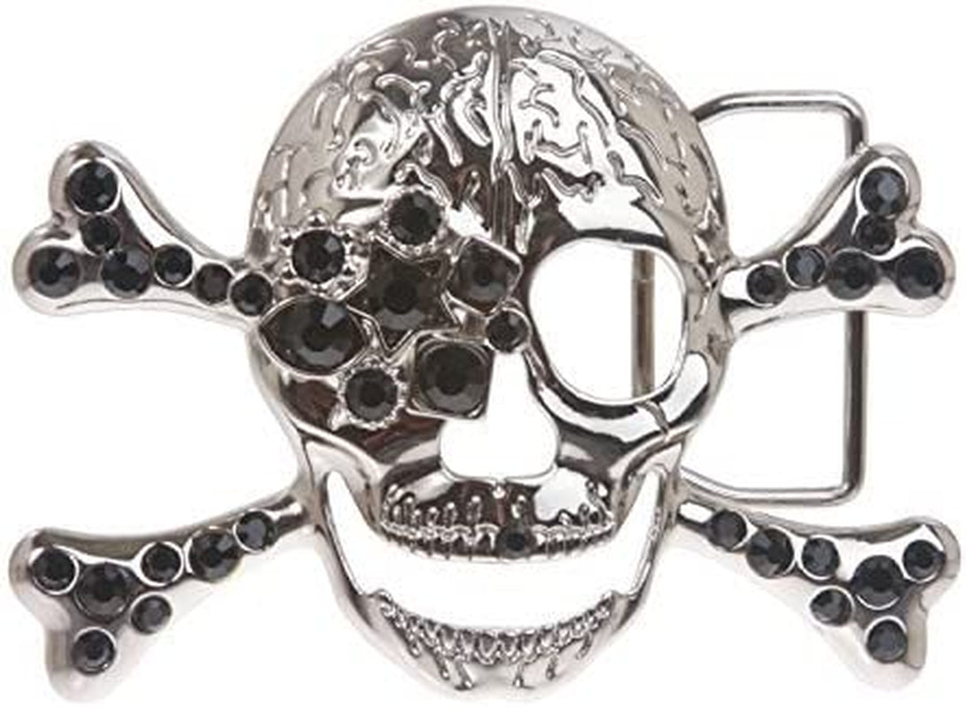 Rhinestone Skull & Crossbones Pirate Belt Buckle Apparel & Accessories > Clothing Accessories > Belt Buckles Beltiscool Black