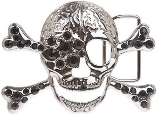 Rhinestone Skull & Crossbones Pirate Belt Buckle Apparel & Accessories > Clothing Accessories > Belt Buckles Beltiscool Black