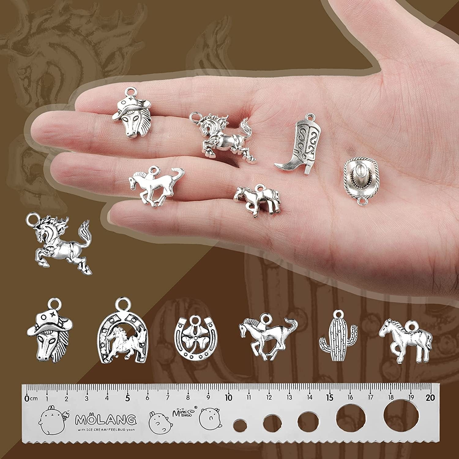 78 Pieces Western Cowboy Charms for Jewelry Making Western Horse Charms Cowboy Boot Charms Antique Silver Alloy Pendants Charms for Bracelet Earrings Necklace Jewelry Making