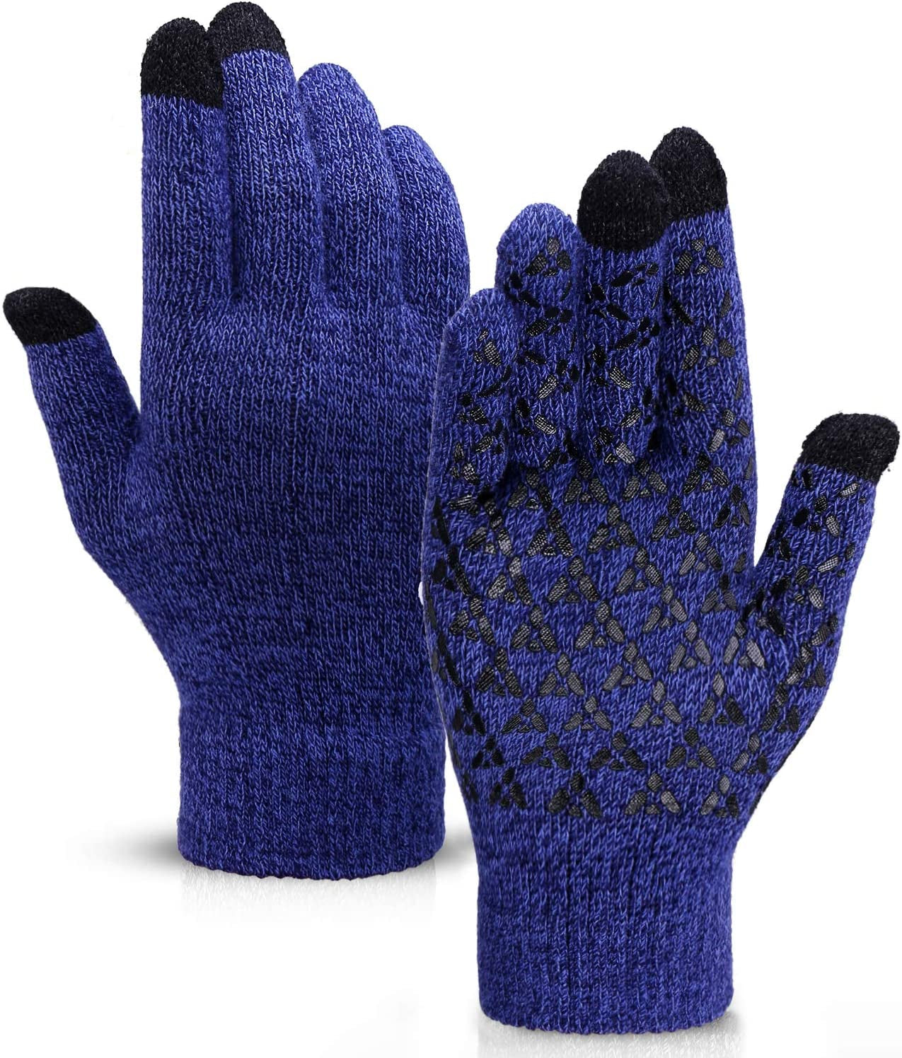 Winter Gloves for Women and Men 1/2/3 Pairs,Upgraded Touch Screen Gloves,Anti-Slip Silicone Gel- Thermal Soft Wool Lining Apparel & Accessories > Clothing Accessories > Gloves & Mittens COOYOO 17-1 Pair(blue) X-Large
