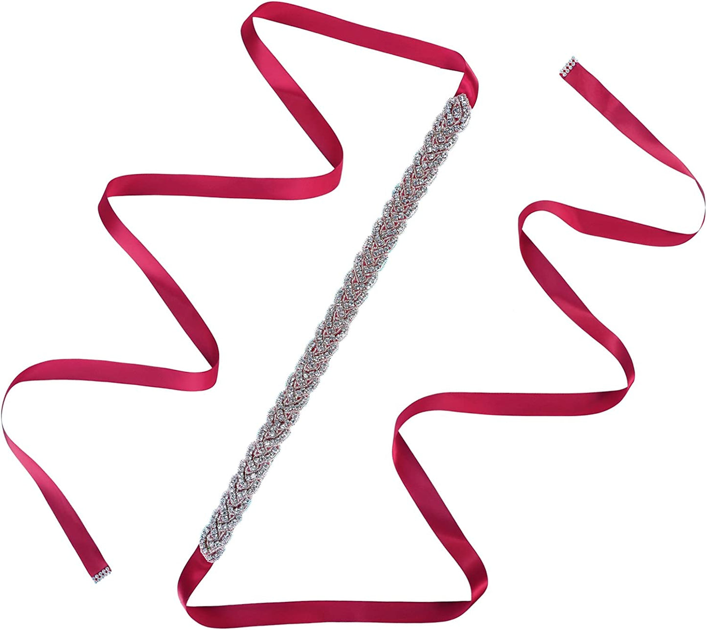 AWAYTR Bridal Rhinestone Wedding Belt - Silver Rhinestone Belts for Women Formal Evening Dress Apparel & Accessories > Clothing Accessories > Belts AWAYTR Cherry Red