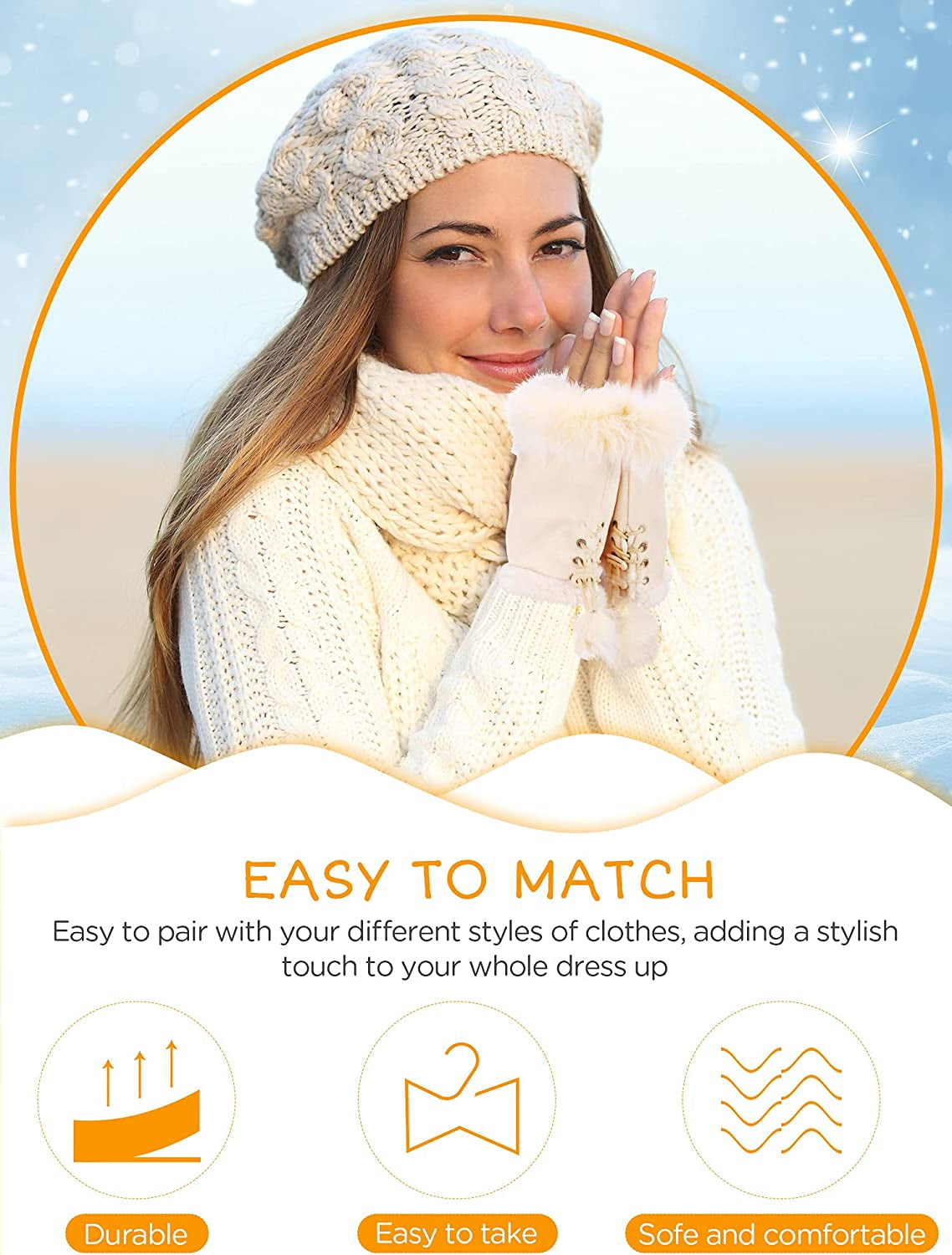 SATINIOR 6 Pairs Women Faux Rabbit Fur Gloves Fingerless Winter Gloves Mittens Warm Gloves Stretchy Hand Wrist Warmers Gloves Half Gloves for Women Girls Teen Working Writing Apparel & Accessories > Clothing Accessories > Gloves & Mittens SATINIOR