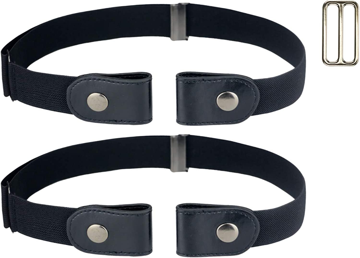 No Buckle Women/Men Stretch Belt, Invisible Elastic Belt for Jeans Pants Dresses Apparel & Accessories > Clothing Accessories > Belts maikun 2-pack.black+black waist 30"-63"