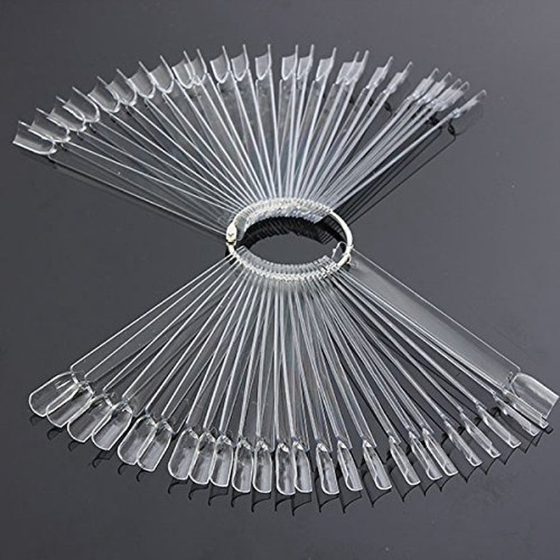 Beauticom® 50 Clear Acrylic False Tip Sticks with Metal Ring Holders Fan-Shaped Nail Art Display Chart Practice Tips Tool - 50 Tips Health & Beauty > Personal Care > Cosmetics > Cosmetic Tools > Nail Tools Beauticom