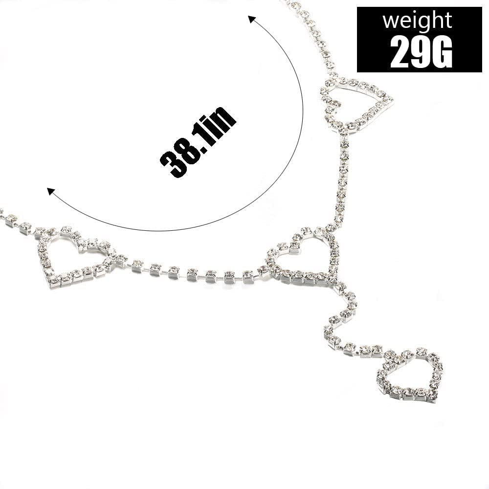 Rhinestone Waist Chains Belt Pendant Love Body Chain Heart Waist Body Chain Belly Jewelry for Women and Girls (6542) Apparel & Accessories > Jewelry > Body Jewelry Generic