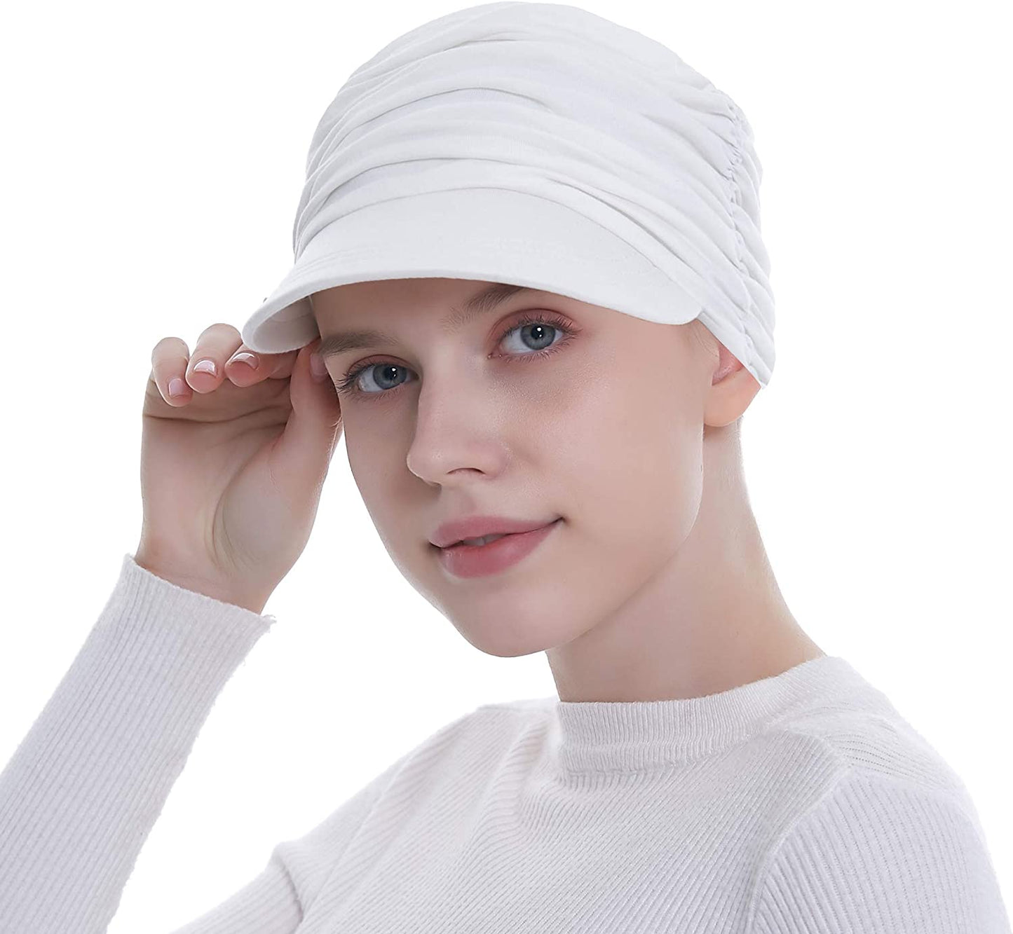 Bamboo Fashion Hat for Woman Daily Use with Brim Visor, Hats for Cancer Chemo Patients Apparel & Accessories > Clothing Accessories > Headwear HatsCity.com Cream White