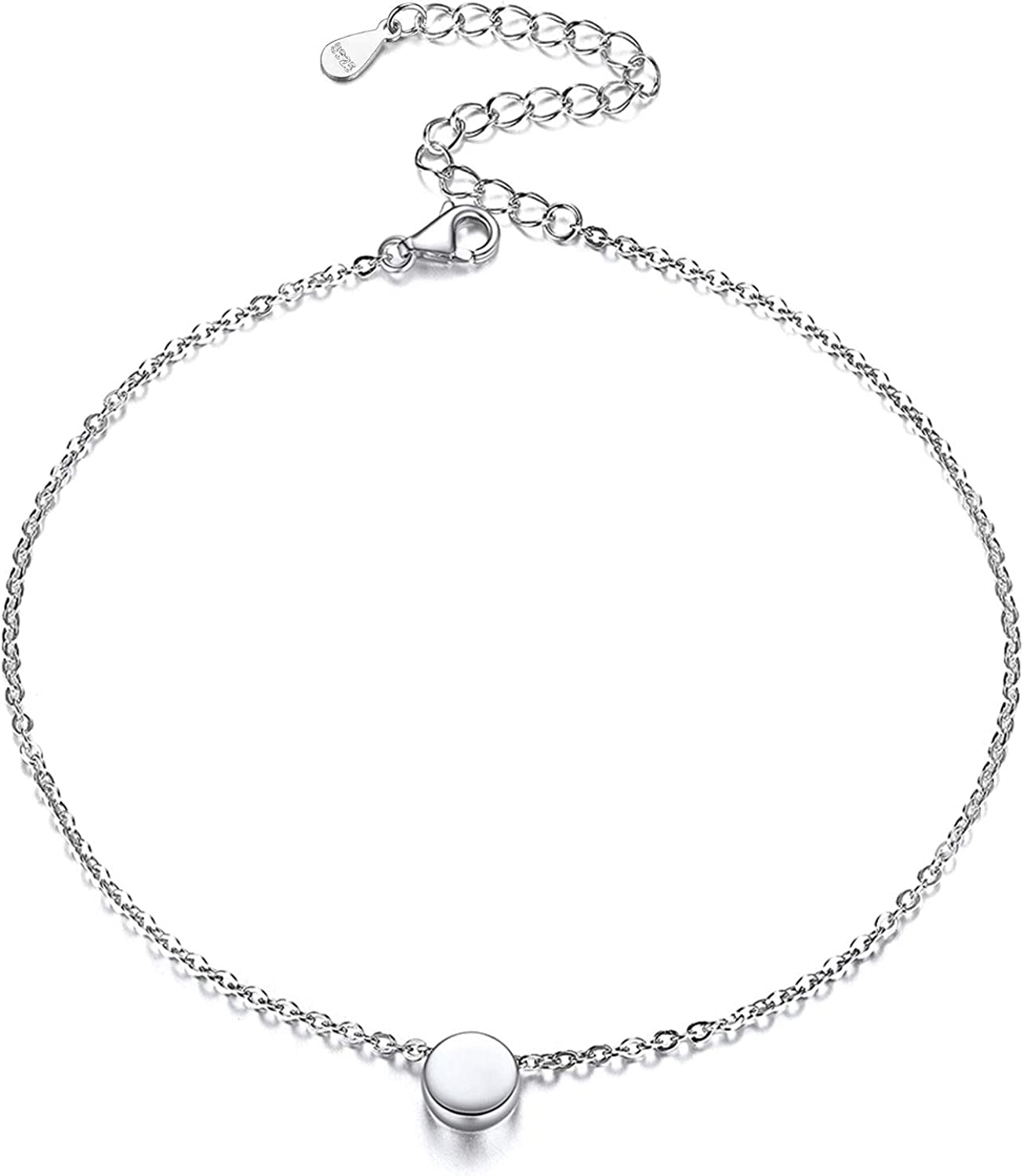 Chicsilver Personalized 925 Sterling Silver Tiny Heart/Moon/Star/Sun/Dot/Triangle Anklets Simple Dainty Foot Jewelry for Women, Silver/Gold/Rose Gold(With Gift Box) Apparel & Accessories > Jewelry > Anklets ChicSilver Jewelry 07. Dot silver