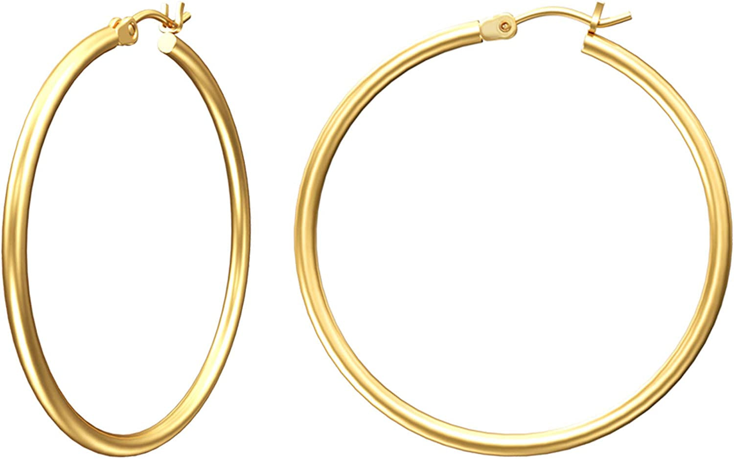 Gacimy Gold Hoop Earrings for Women 14K Real Gold Plated Hoops with 925 Sterling Silver Post Apparel & Accessories > Jewelry > Earrings Gacimy Gold 40mm