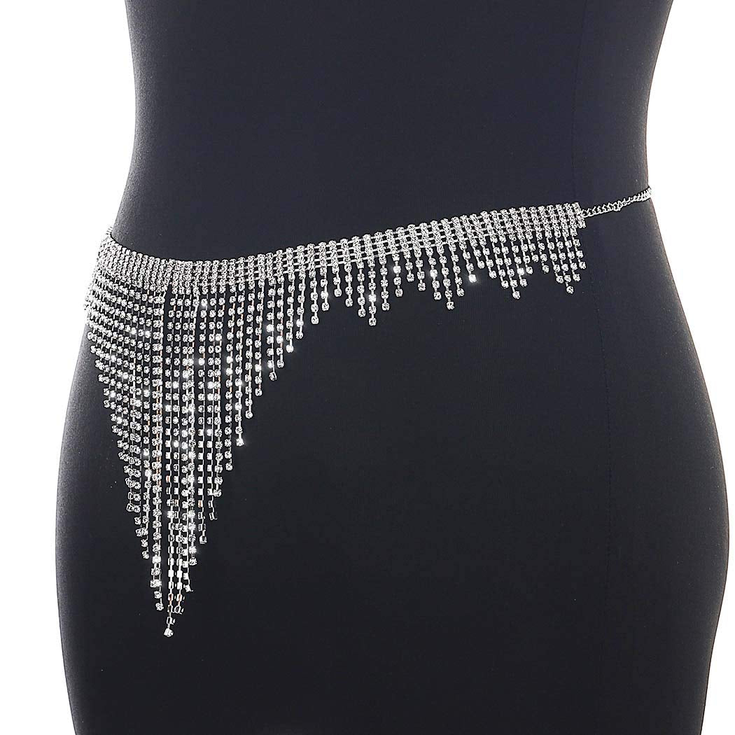 Sethain Boho Rhinestone Body Chain Silver Shiny Crystal Underwear Waist Chain Tassel Bikini Panties Nightclub Body Jewelry Accessories for Women and Girls Apparel & Accessories > Jewelry > Body Jewelry Sethain