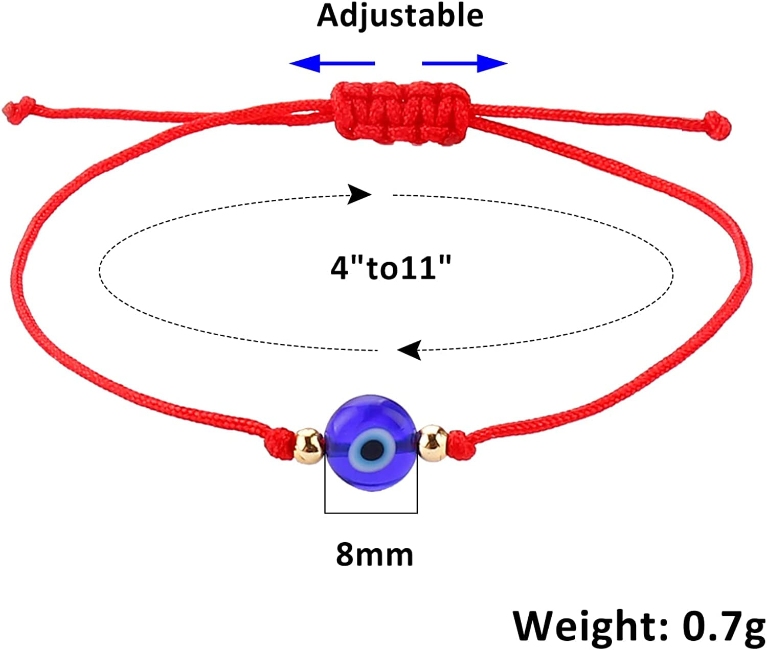 Hand Made 12Pcs Evil Eye Bracelets Pack Bulk Set Women Men Evil Eye Anklet Jewelry Protection Braclet Black Red String Boys&Girls Apparel & Accessories > Jewelry > Anklets SUMMER LOVE