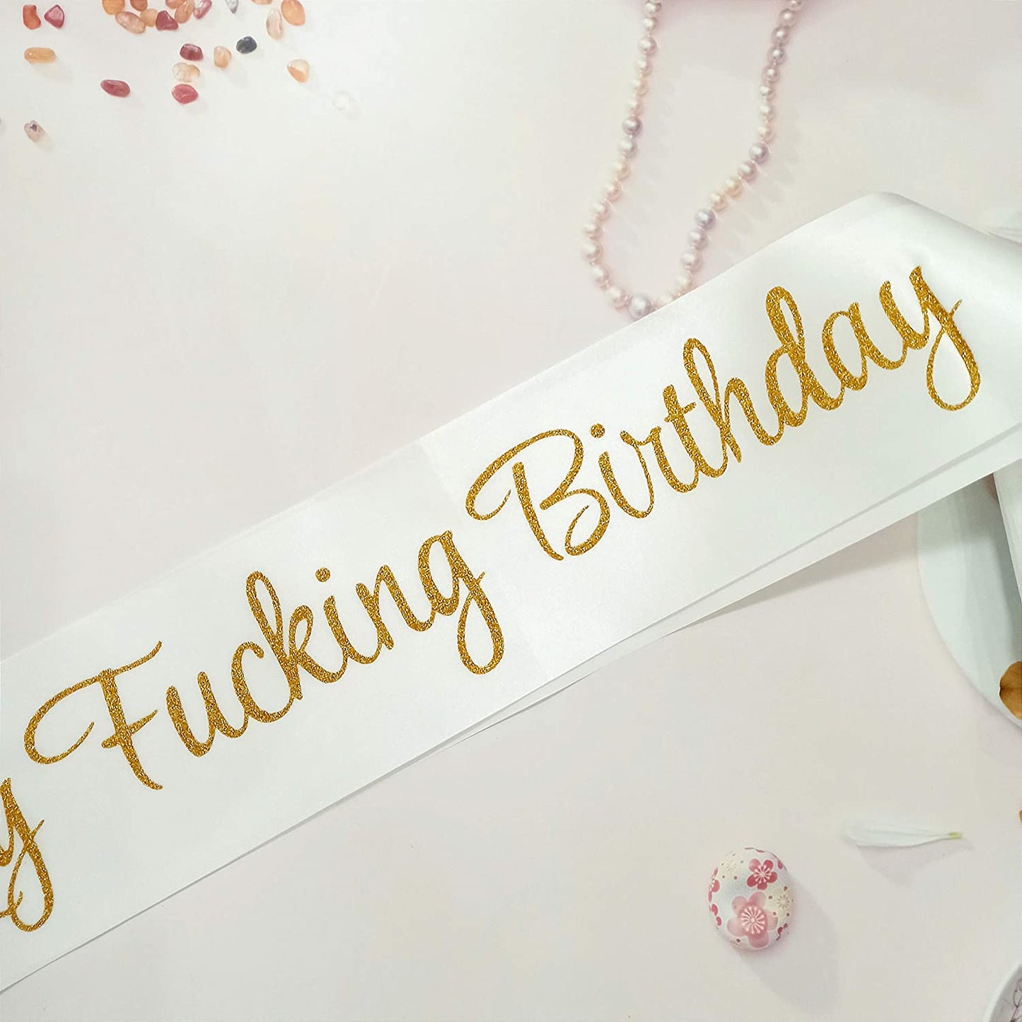 Birthday Sash,It'S My Fucking Birthday White and Gold Glitter Sash for Women Men,16Th 18Th 21St 22Nd 30Th 40Th 50Th 60Th 70Th 80Th 90Th Party Supplies Favors Decorations Gag Gift for Her or Him Apparel & Accessories > Clothing Accessories > Sashes Magunsson's Garden