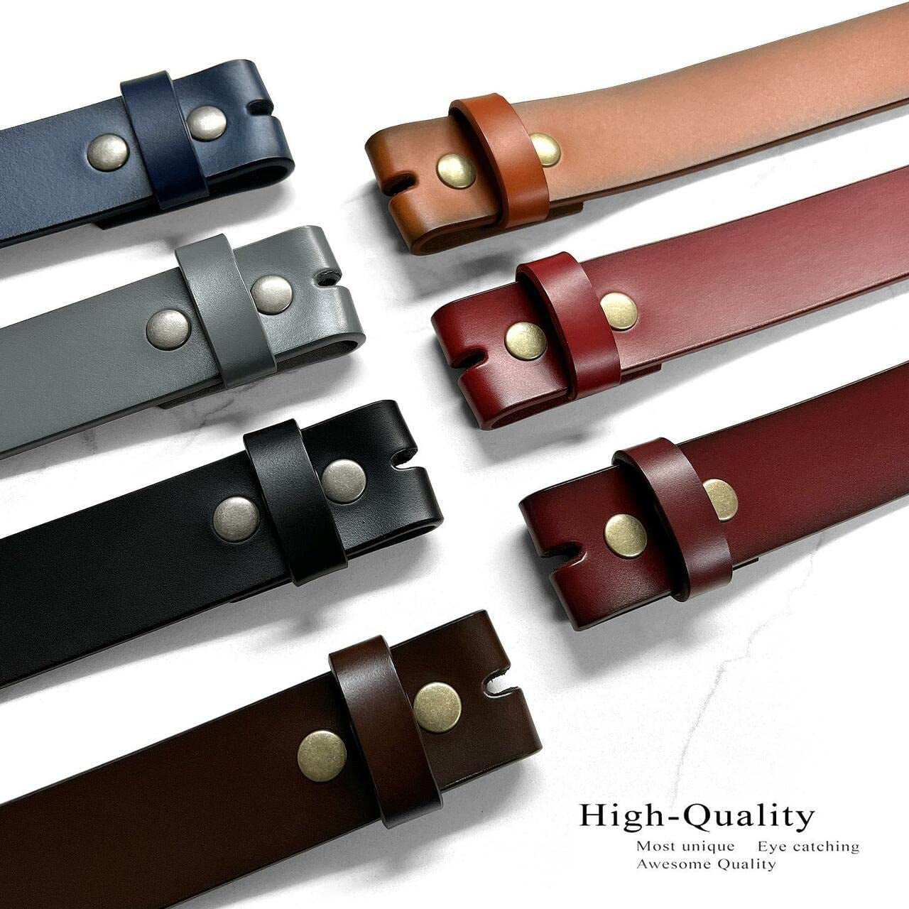 Replacement Belt Strap 100% Genuine Leather Plain Casual Belt Strap with Snaps 1-1/2"(38Mm) Wide Apparel & Accessories > Clothing Accessories > Belts Belts.com