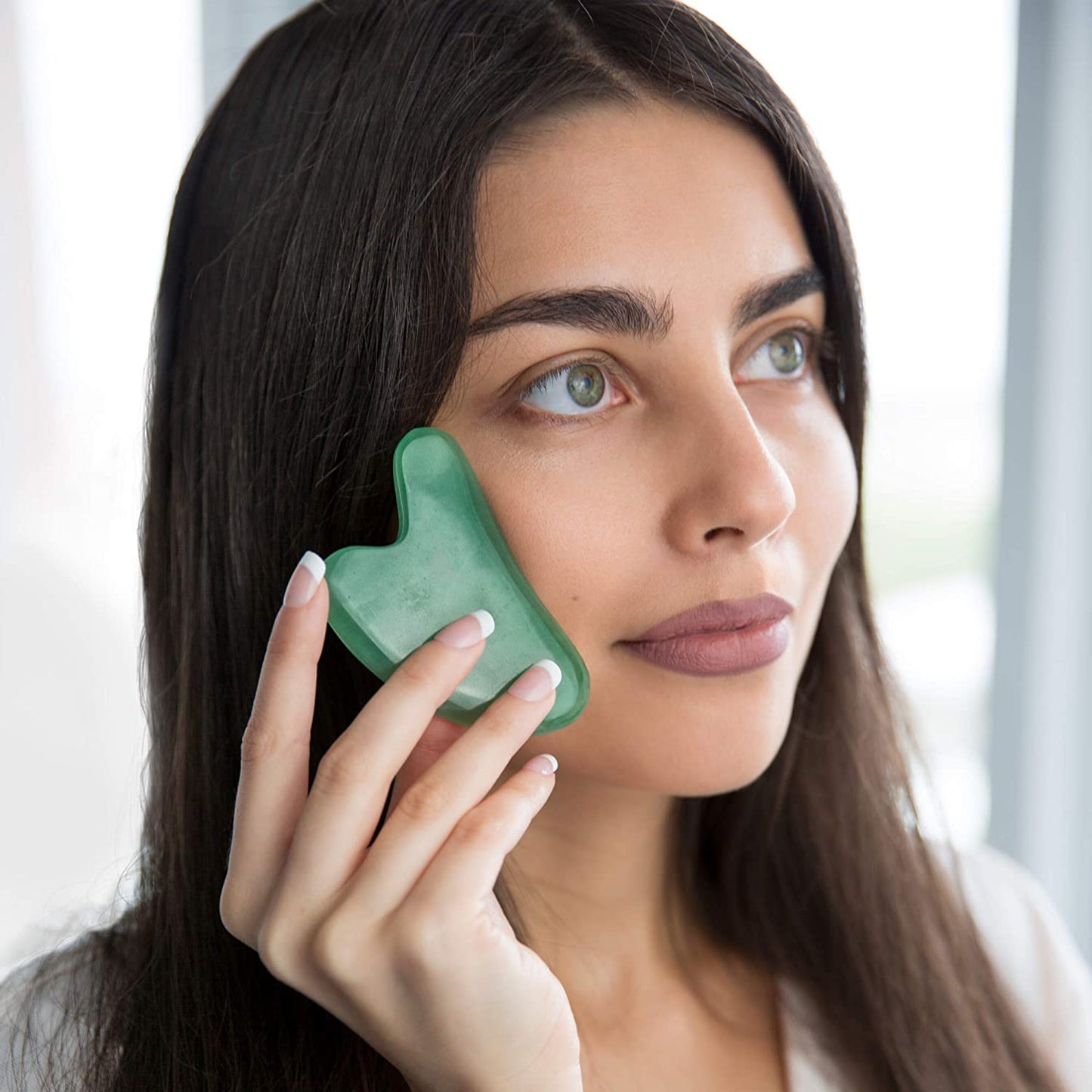 Rose Quartz and Jade Gua Sha Massage Tool for Facial Massage, Green Aventurine, Authentic Gua Sha Stones for Lymphatic Drainage Health & Beauty > Personal Care > Cosmetics > Cosmetic Tools > Skin Care Tools INOTKA