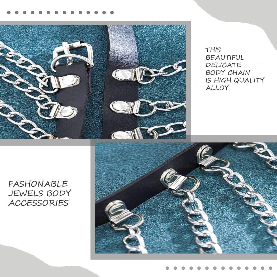 Ludress Punk Leather Waist Chain Tassel Dance Skirt Black Belt Belly Chain Hip Body Chain Rave Body Jewelry for Women and Girls Apparel & Accessories > Jewelry > Body Jewelry LUDRESS