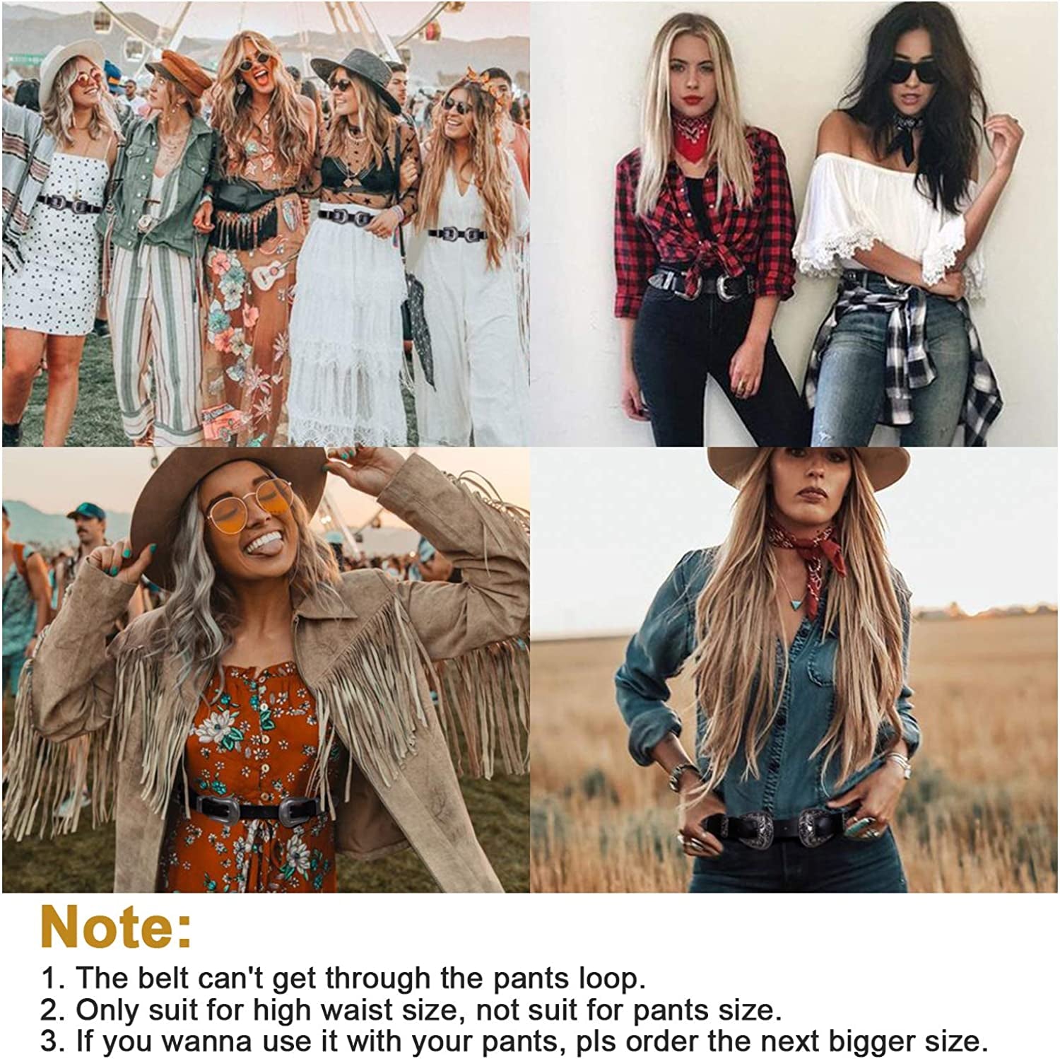 Women Leather Belts Ladies Vintage Western Design Black Waist Belt for Pants Dresses Apparel & Accessories > Clothing Accessories > Belts KYLIE MAX