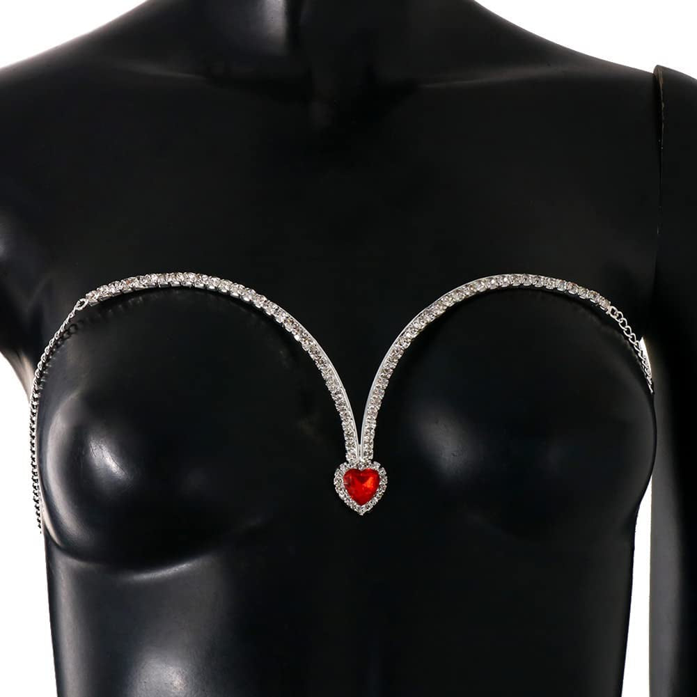 Rhinestone Chest Bracket Bra Chain Body Jewelry Accessories Silver Bikini Crystal Chest Harness Bra Underwear Rave Party Apparel & Accessories > Jewelry > Body Jewelry Generic
