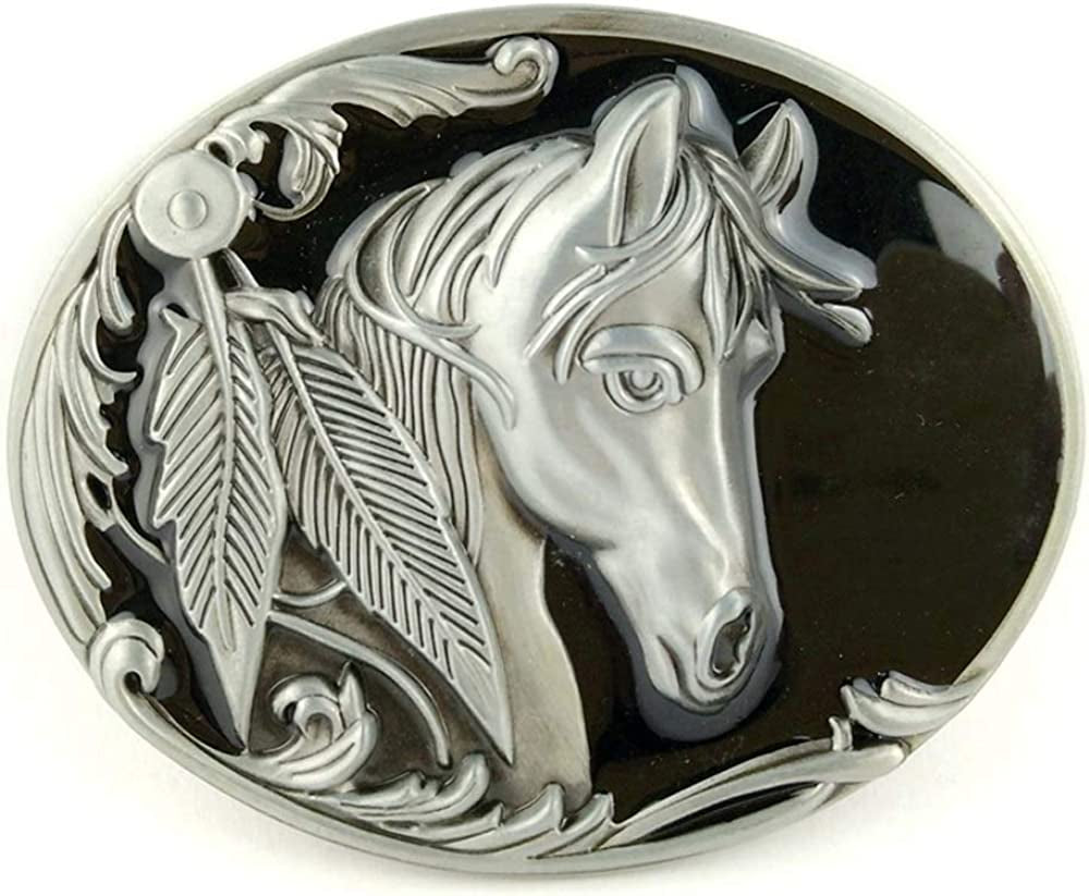 KDG Western Cowboy Belt Buckle for Belt Accessories Custom Buckle Apparel & Accessories > Clothing Accessories > Belt Buckles KDG Black Ground Horse