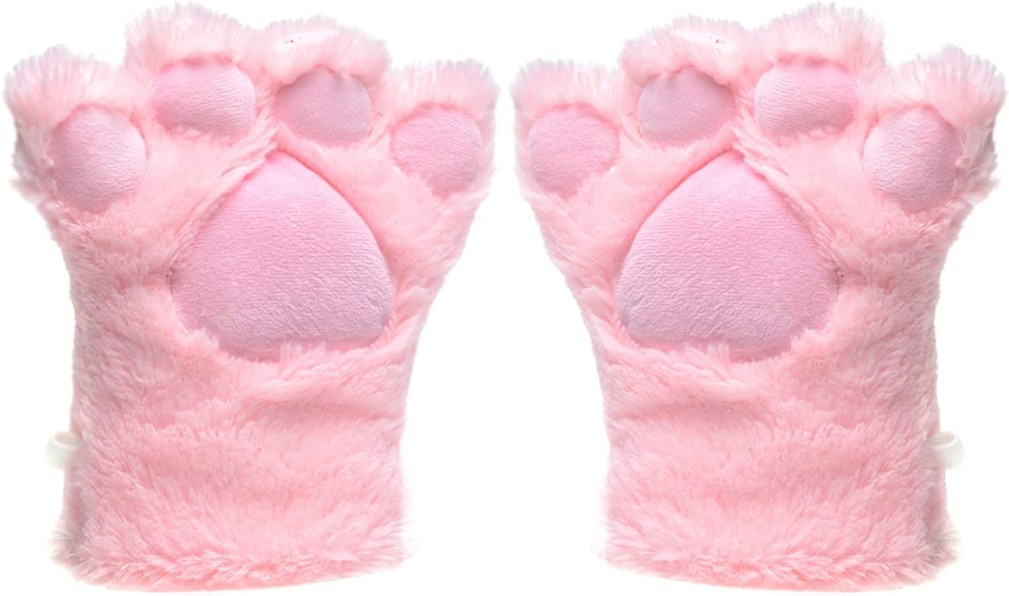 Odema Womens Winter Warm Gloves Cosplay Cat Paw All Cover Mittens for Girls Apparel & Accessories > Clothing Accessories > Gloves & Mittens Odema Pink
