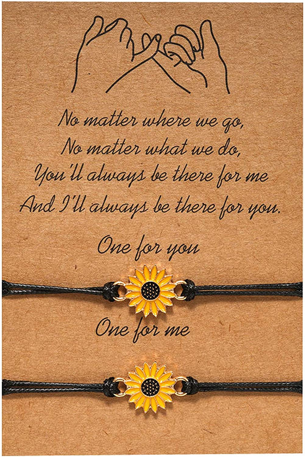 Sunflower Bracelet Anklet Pinky Promise Friendship Adjustable Bracelet Anklet Sunflower Best Gifts for Best Friends Couple Family Apparel & Accessories > Jewelry > Anklets iDIMSON 2PCS-2