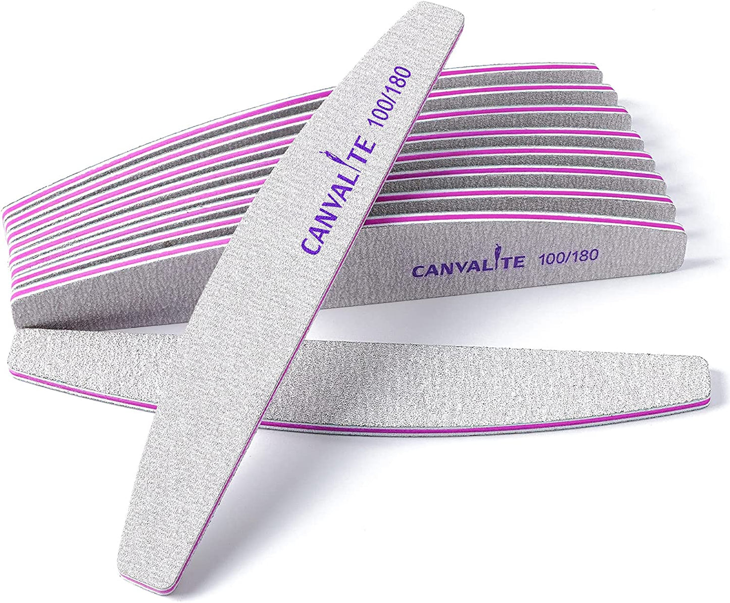 Canvalite 10 PCS Nail File Professional Nail Files Reusable Double Sided Emery Board(100/180 Grit) Nail Styling Tools for Home and Salon Use Health & Beauty > Personal Care > Cosmetics > Cosmetic Tools > Nail Tools CANVALITE Half moon 10 Count (Pack of 1)