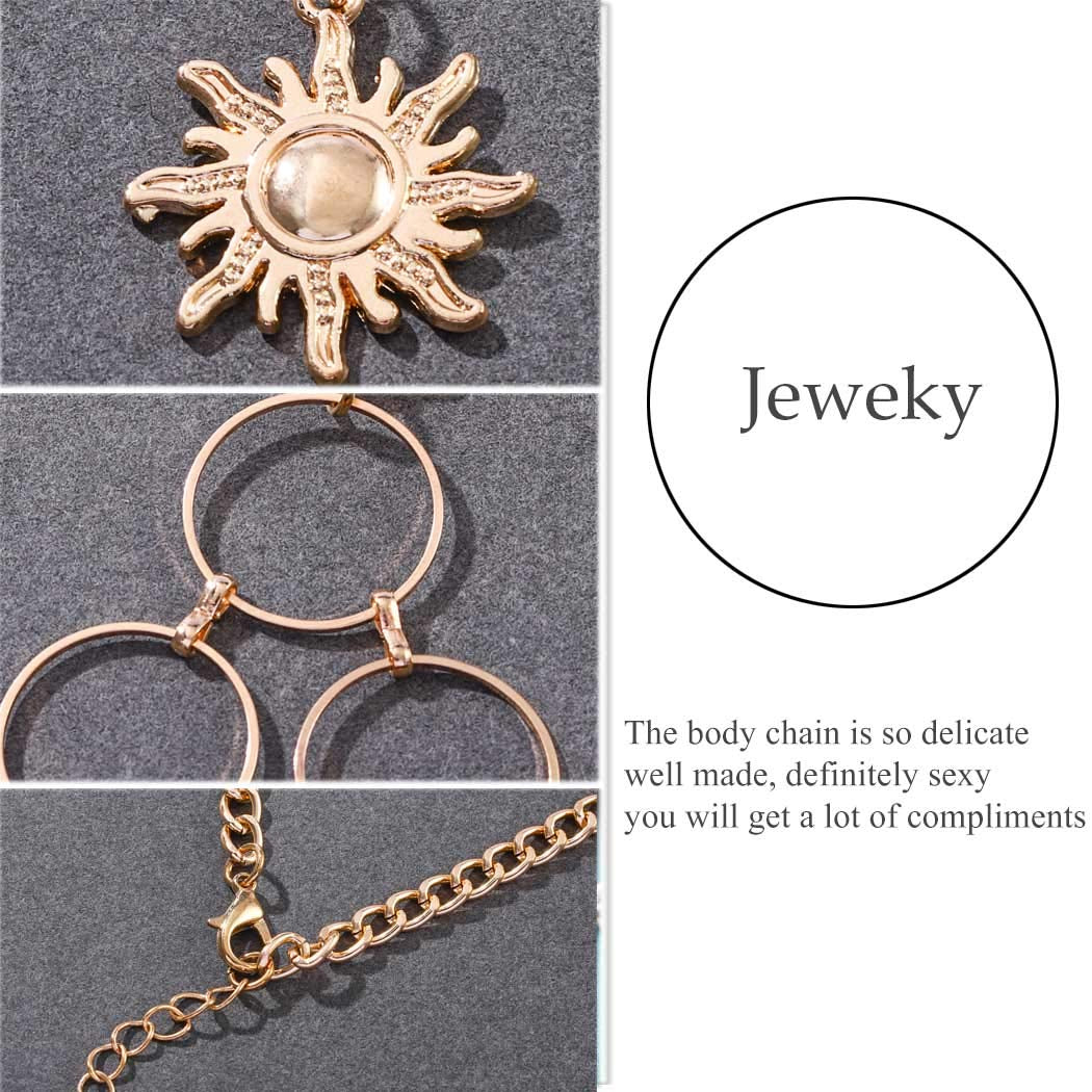 Jeweky Boho Circle Bra Chest Chain Gold Harness Crop Top Body Chains Beach Bikini Body Accessories Jewelry for Women and Girls Apparel & Accessories > Jewelry > Body Jewelry Artist Unknown