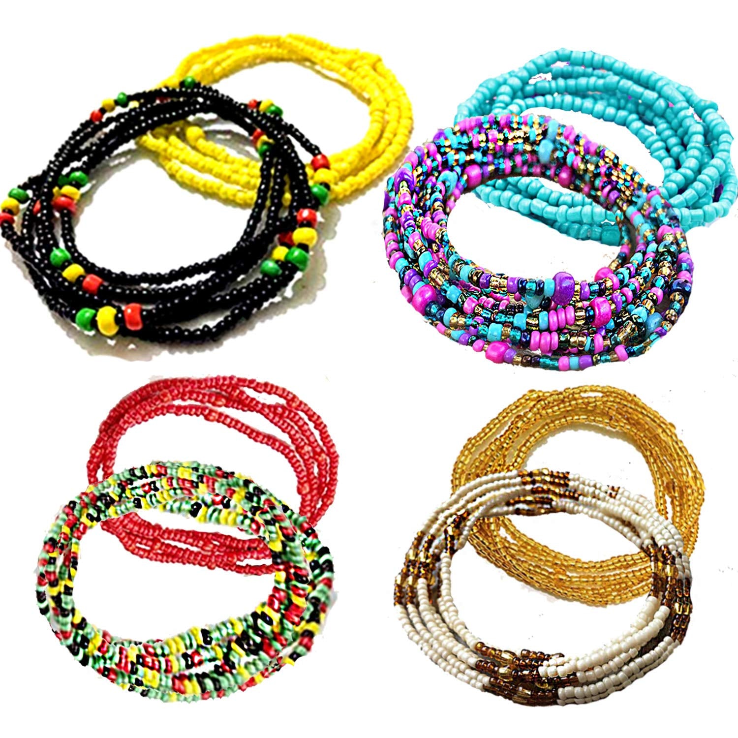 Tuoshei 8 Piece Summer Jewelry Waist Bead Set, Colorful Waist Bead, Belly Bead, African Waist Bead, Body Chain, Beaded Belly Chains, Bikini Jewelry for Woman (Style 1) Apparel & Accessories > Jewelry > Body Jewelry Tuoshei style 2