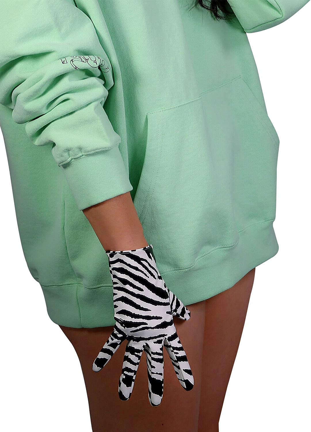 Dooway Women'S Short Dress Leather Gloves for Evening Costumes Daily Faux Leather PU 21Cm Apparel & Accessories > Clothing Accessories > Gloves & Mittens DooWay Zebra