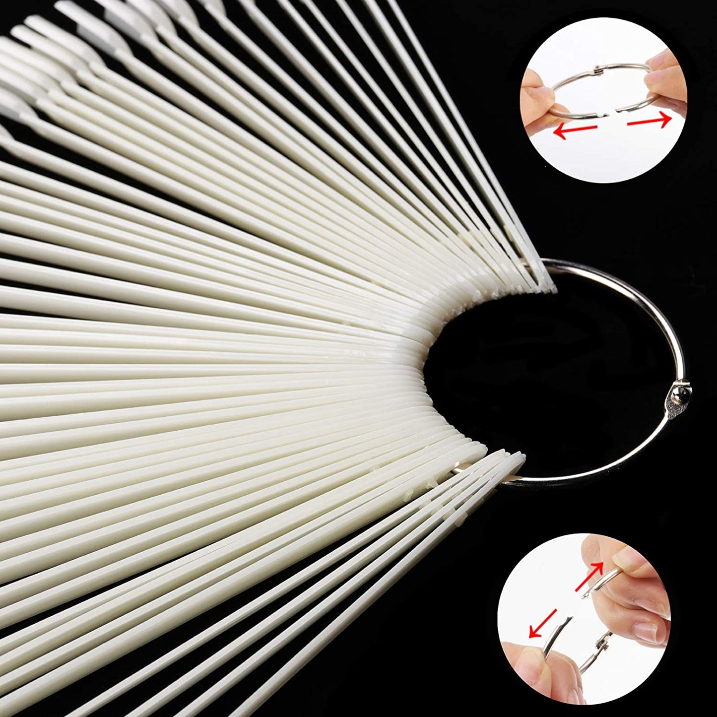 KOHAND 200PCS Nail Swatches Sticks, Fan-Shaped Natural Nail Tips Nail Art Palette Board Practice Tool Set with Stainless Steel Ring Holder for Nail Art Polish Display and DIY Health & Beauty > Personal Care > Cosmetics > Cosmetic Tools > Nail Tools KOHAND