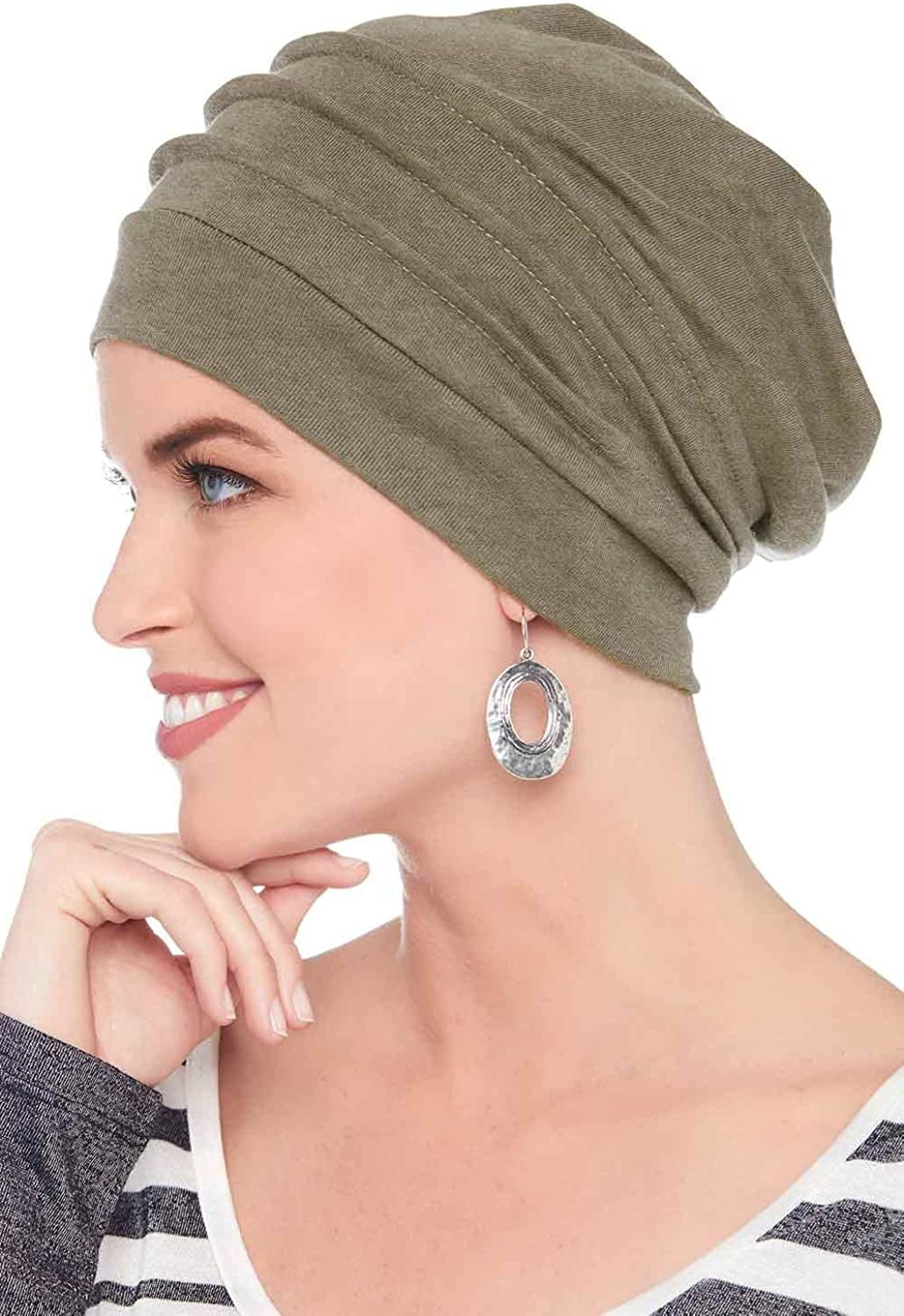 Headcovers Unlimited Slouchy Snood Hat - 100% Cotton Slouchy Beanie Hats for Women Apparel & Accessories > Clothing Accessories > Headwear Headcovers Unlimited Heather Taupe One Size
