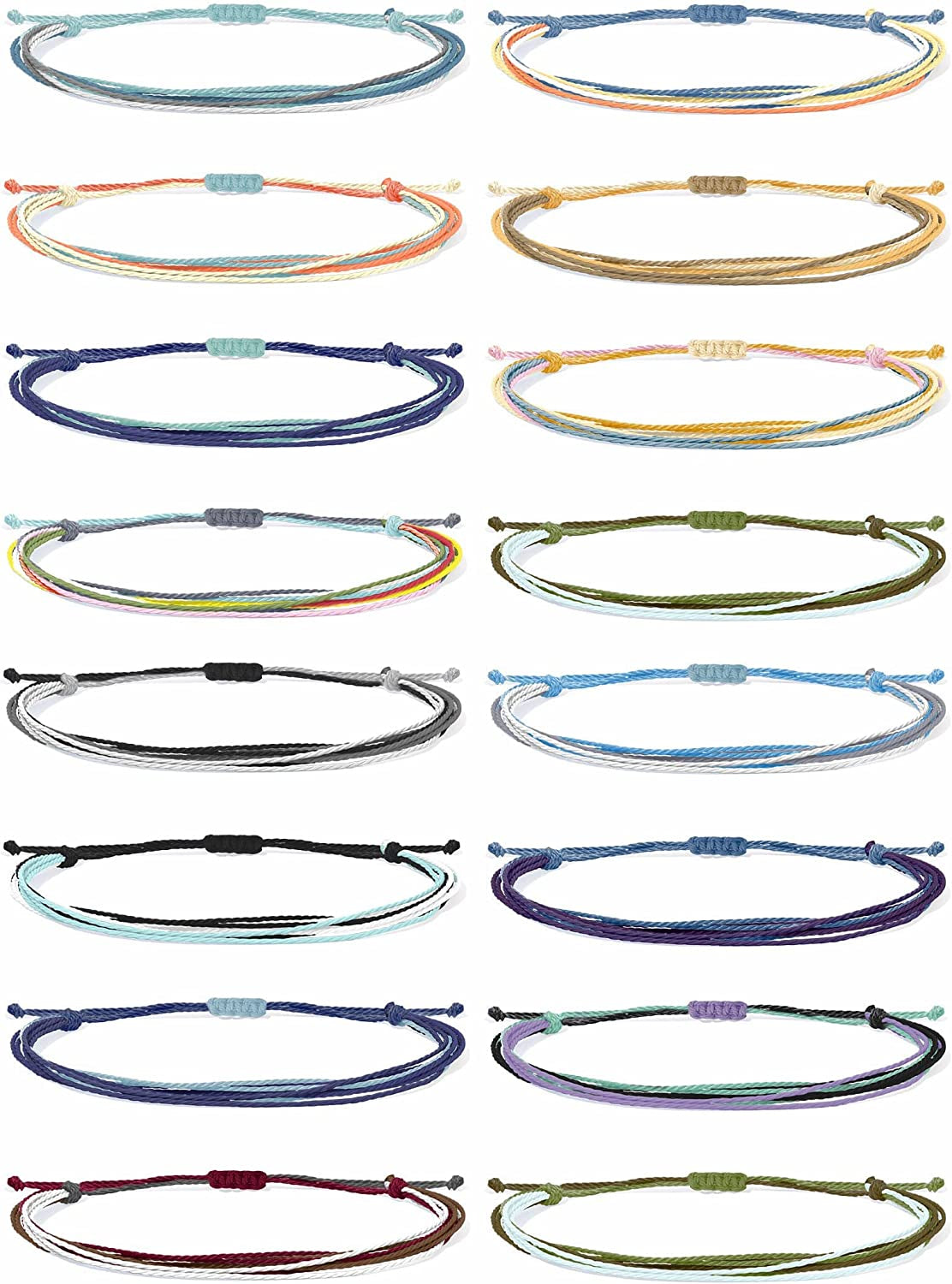 Choistily String Bracelets for Teen Girls Waterproof Boho Surfer Bracelets Summer Beach Rope Bracelets for Women Ocean Wave Anklet Bracelet Handmade Friendship Bracelet Apparel & Accessories > Jewelry > Bracelets Choistily 16 Pcs String Anklet Bracelets