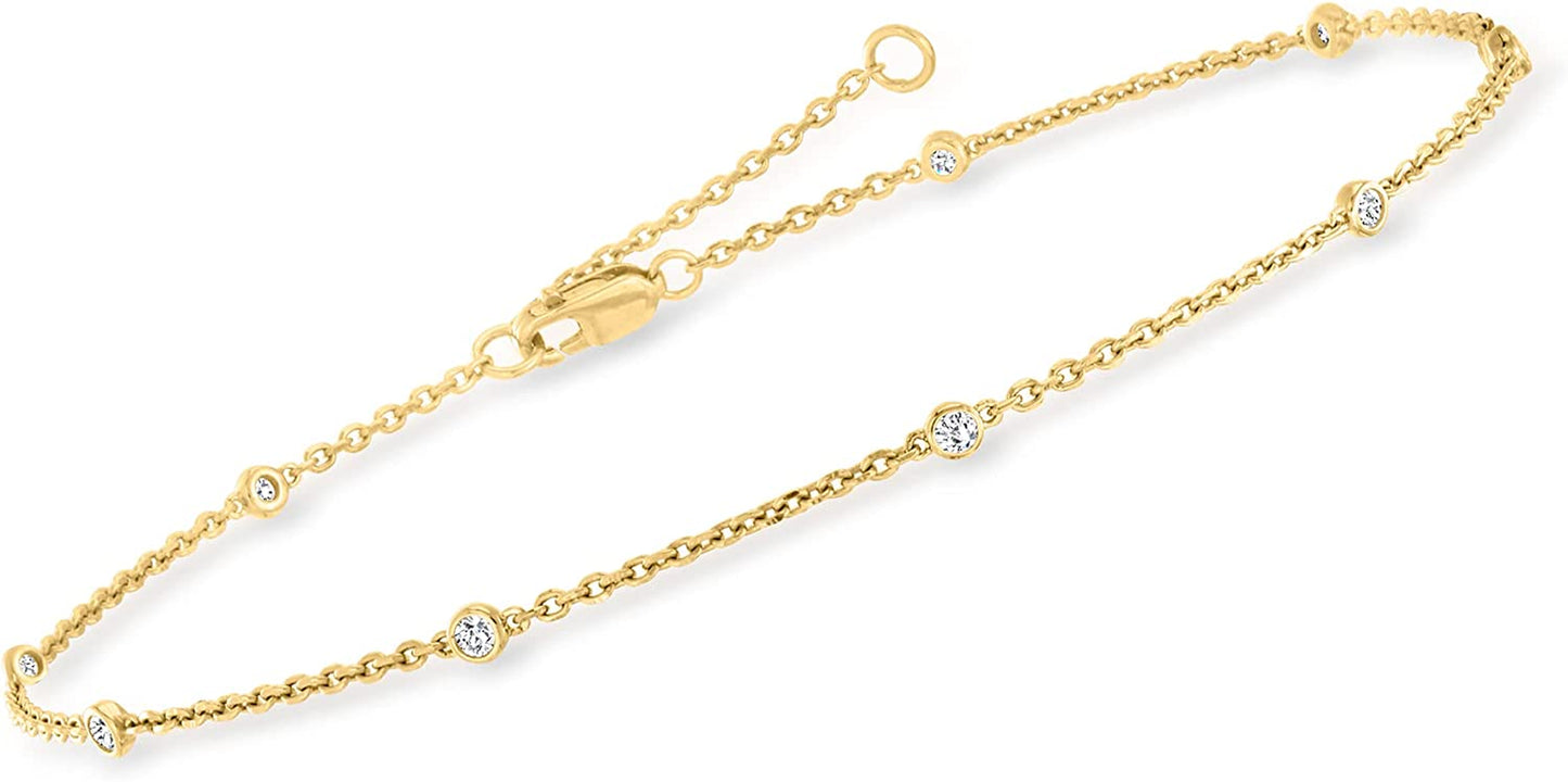 Ross-Simons 0.25 Ct. T.W. Diamond Anklet in 18Kt Gold over Sterling. 9 Inches Apparel & Accessories > Jewelry > Anklets Ross-Simons