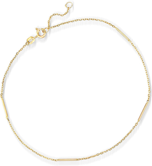 RS Pure by Ross-Simons Italian 14Kt Yellow Gold Station Bar Anklet. 9 Inches Apparel & Accessories > Jewelry > Anklets Ross-Simons
